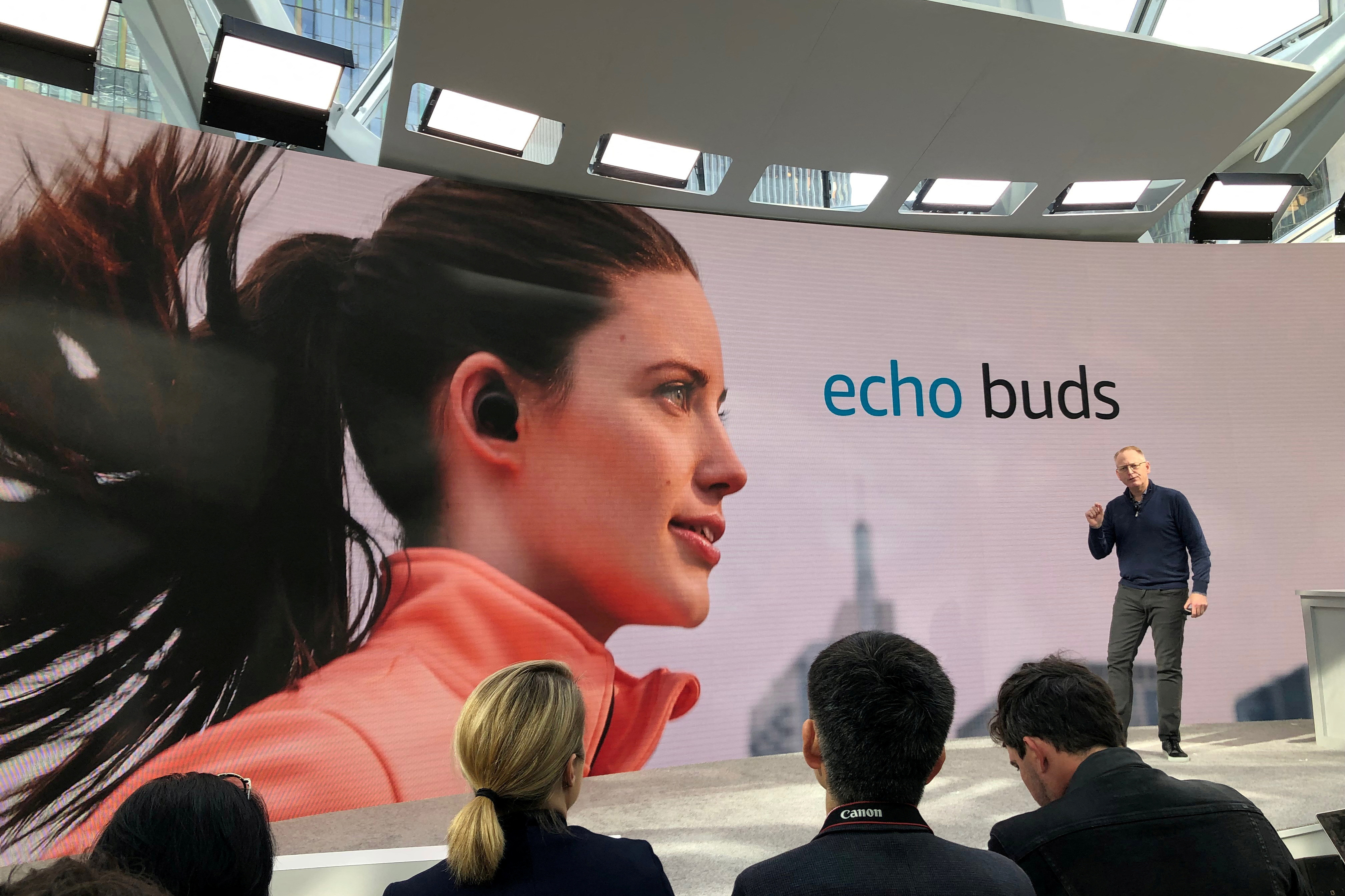 Amazon Senior Vice President David Limp announces “Echo Buds” headphones in Seattle