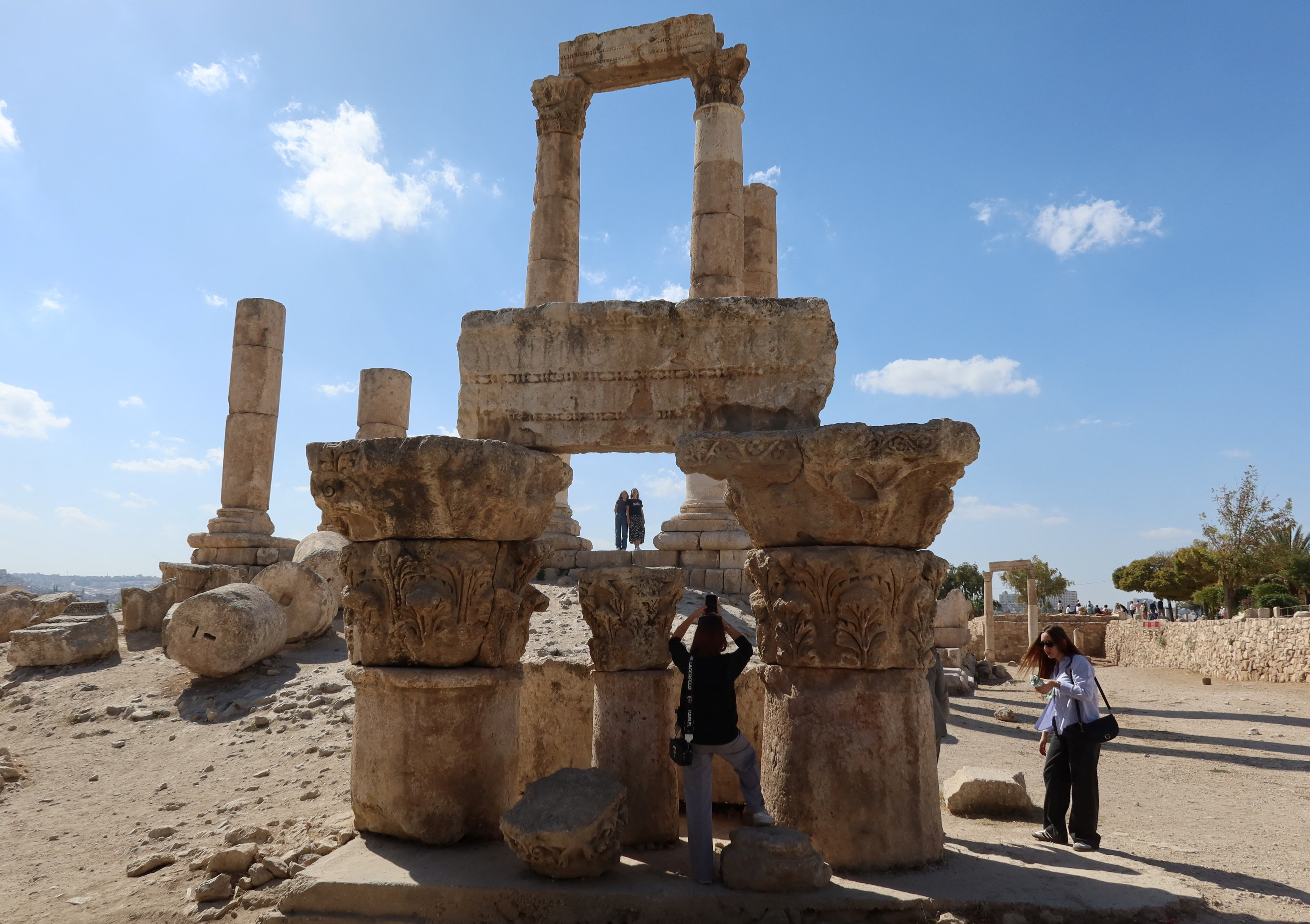 Visitors tour the Amman Citadel