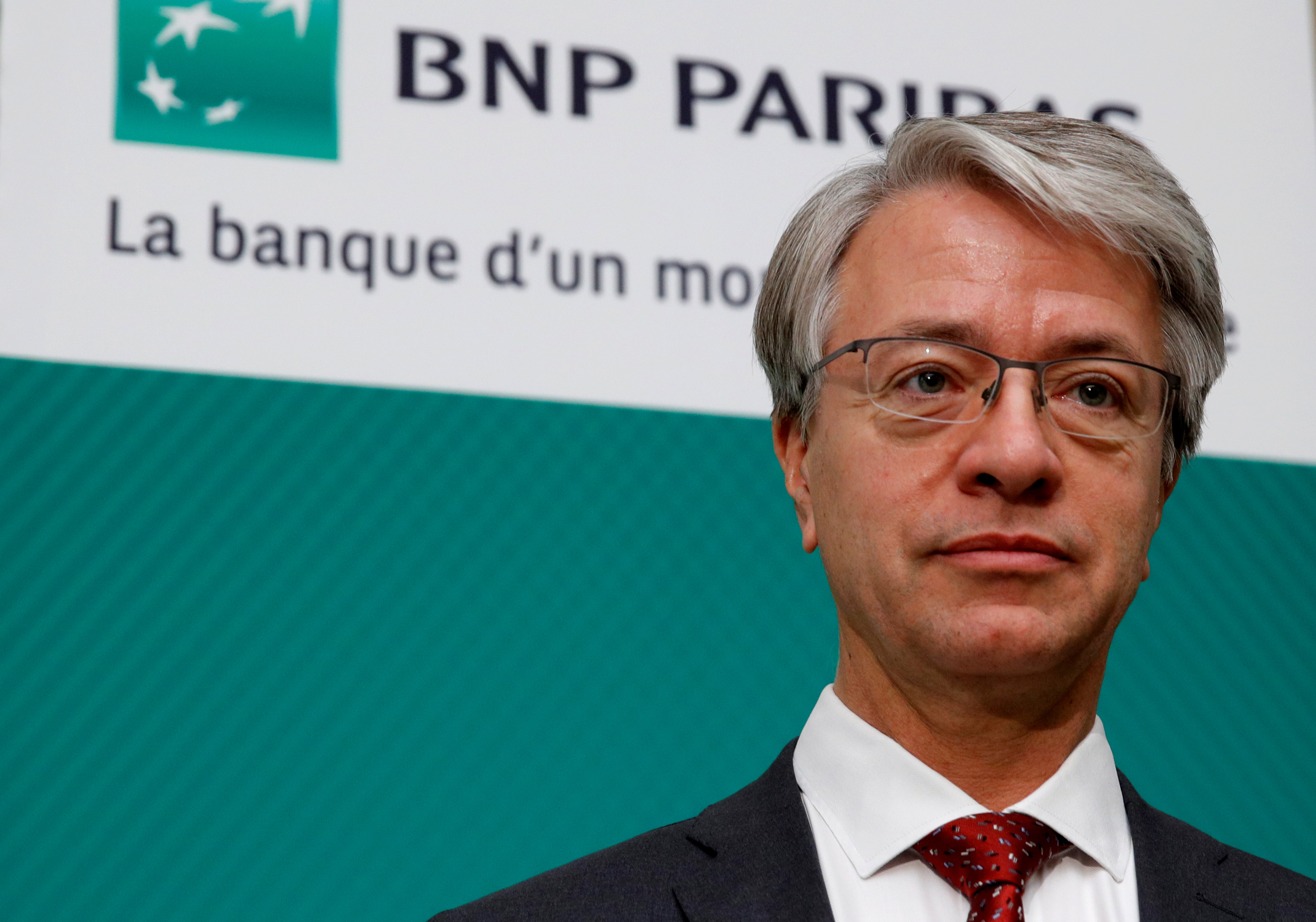 BNP Paribas CEO Jean-Laurent Bonnafe poses before a news conference to present the bank's 2018 second quarter results in Paris