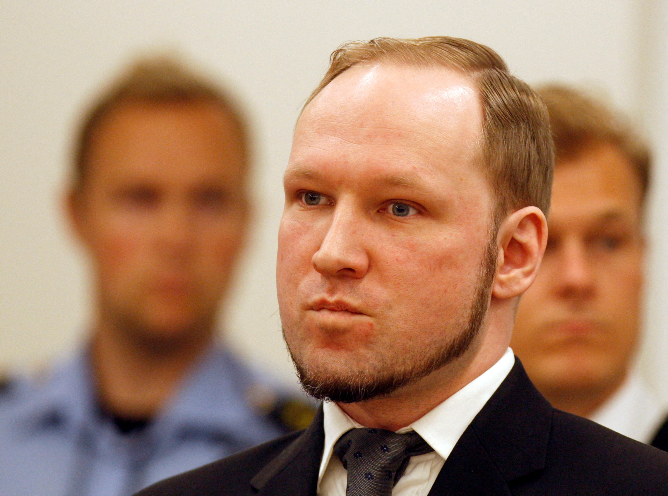 Norwegian mass killer Anders Behring Breivik arrives to hear verdict in his trial in Oslo