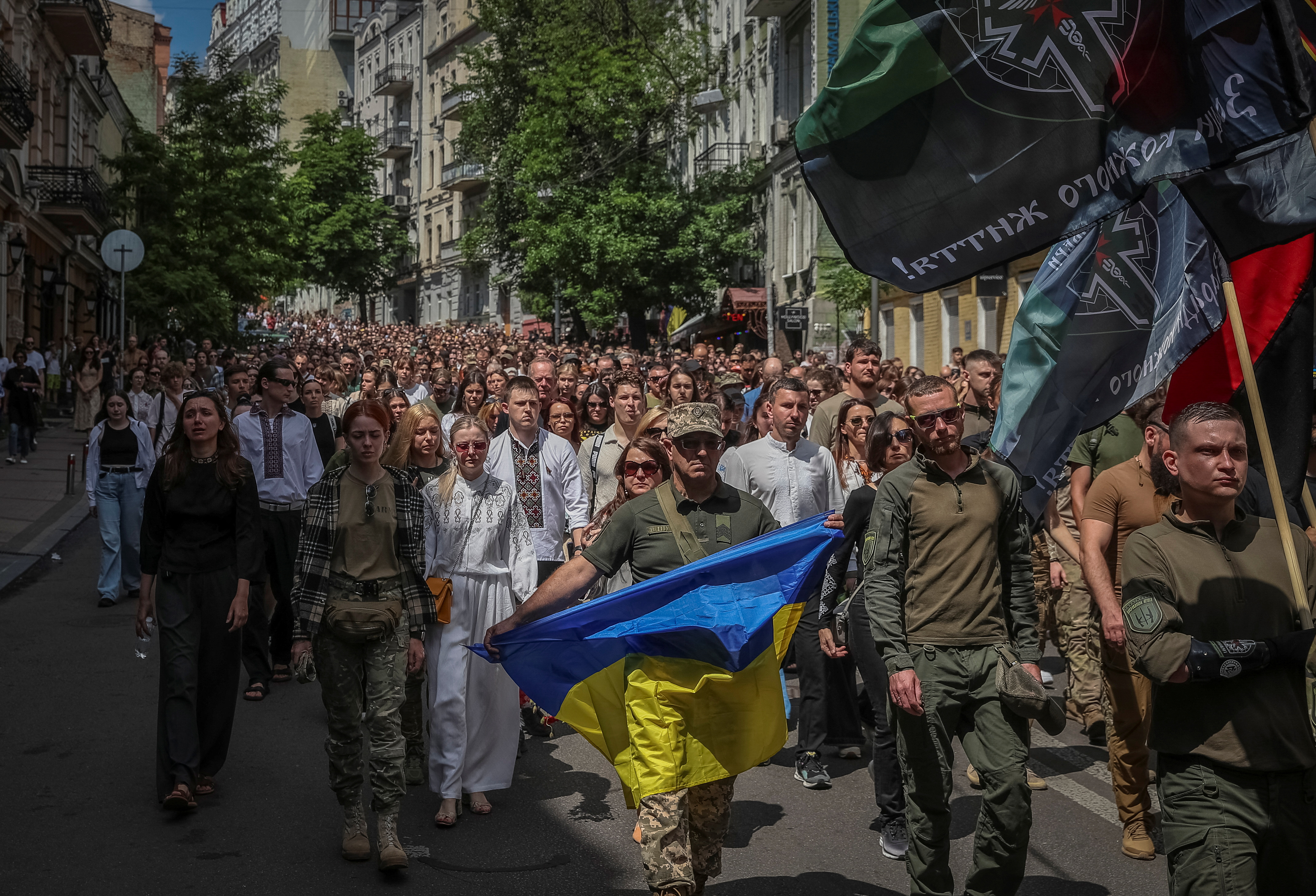 A funeral ceremony for Ukrainian volunteer medic of the Ukrainian volunteer paramedic organisation Hospitallers Tsybukh, who was killed in fighting against Russian troops in Kyiv