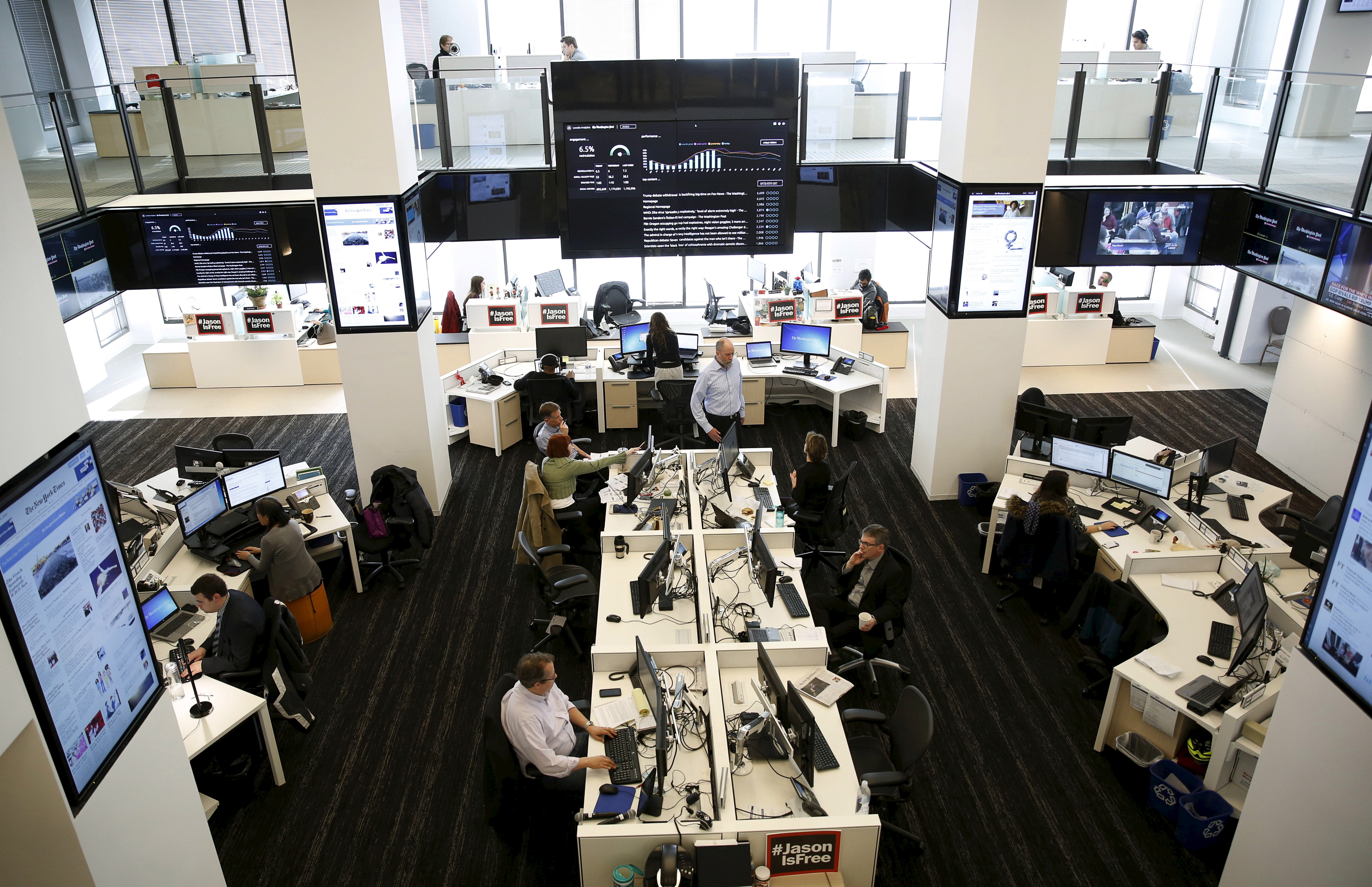 Newsroom floors are seen during grand opening of Washington Post in Washington
