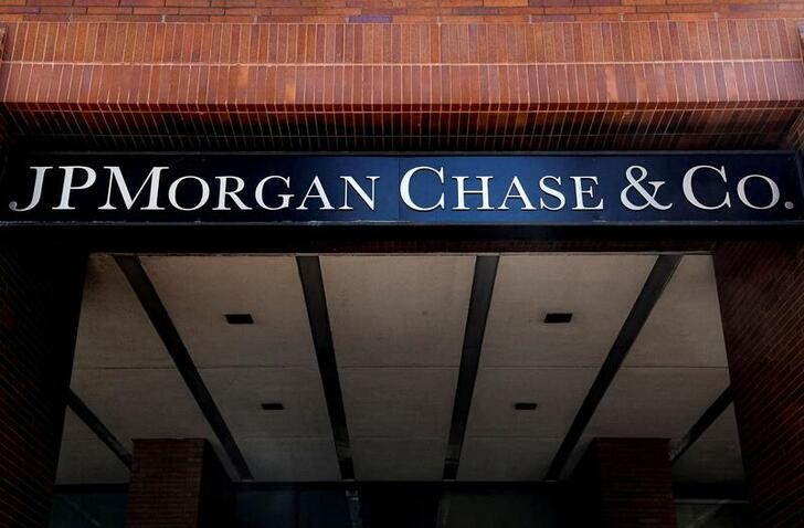 A sign outside JP Morgan Chase & Co offices is seen in New York