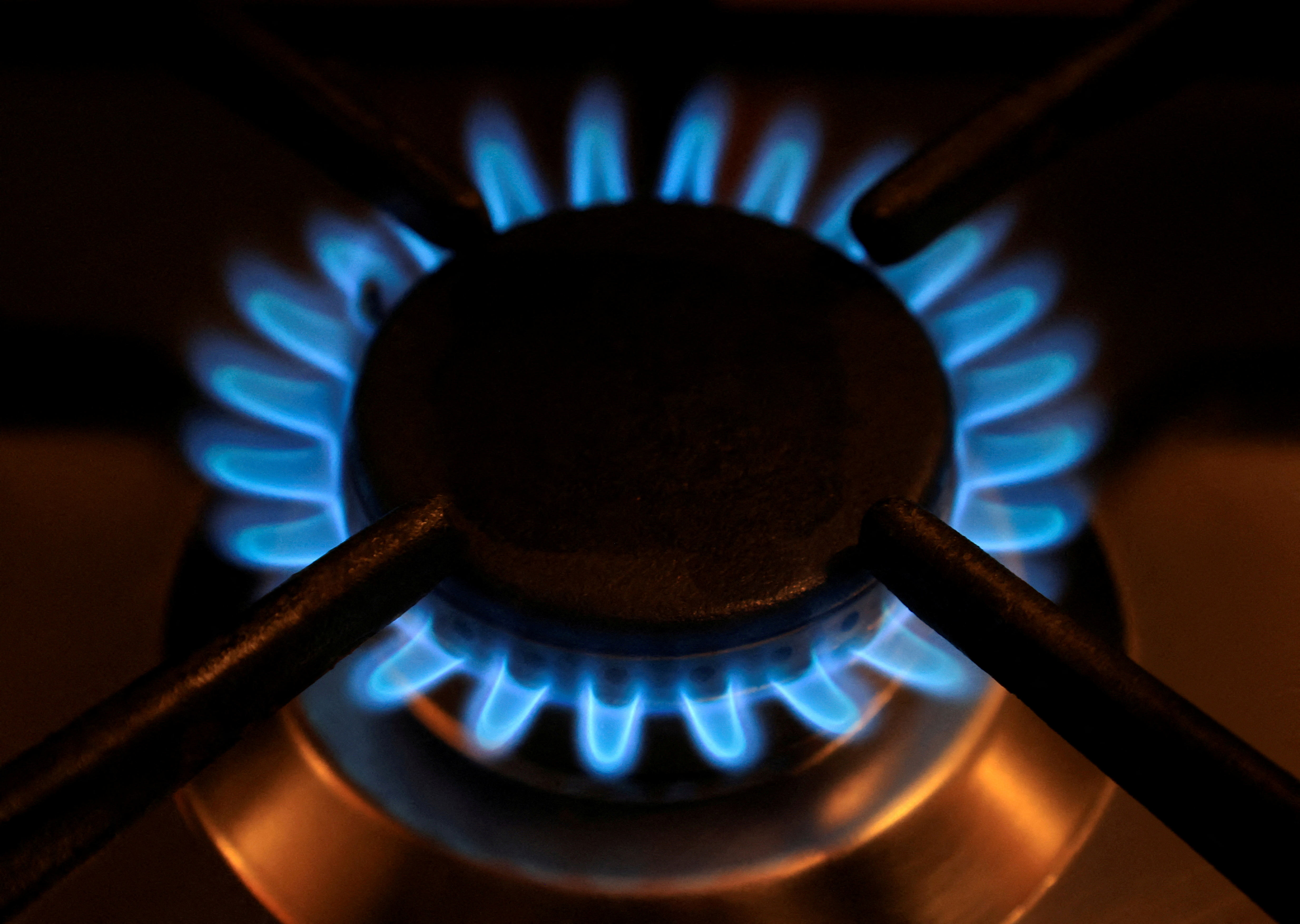 Gas flames of a cooker