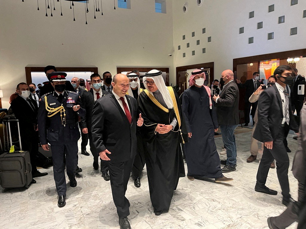 Israeli prime minister lands in Bahrain in first visit