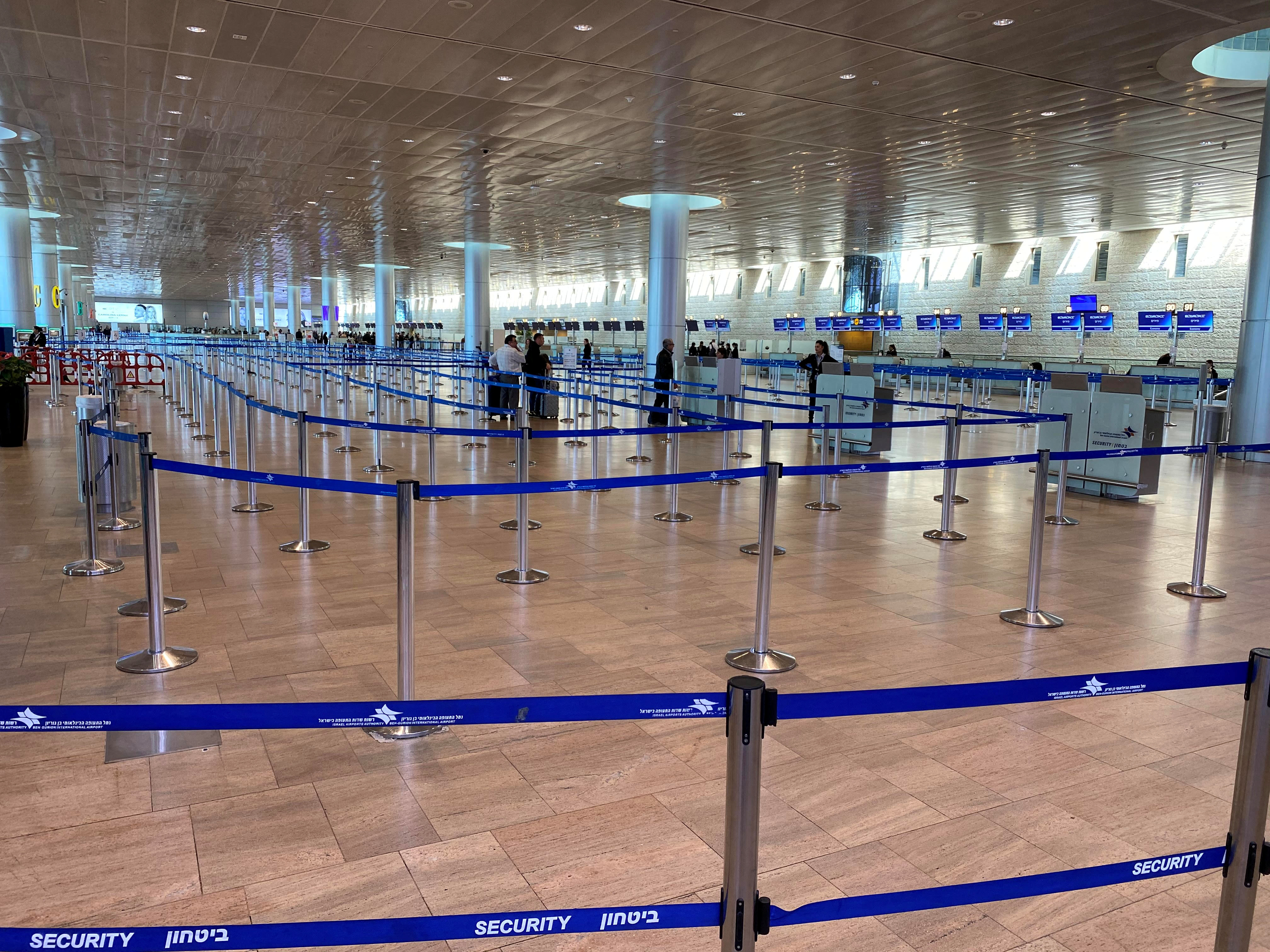 A general view shows an area of the departures terminal in Ben Gurion International Airport in Lod, near Tel Aviv