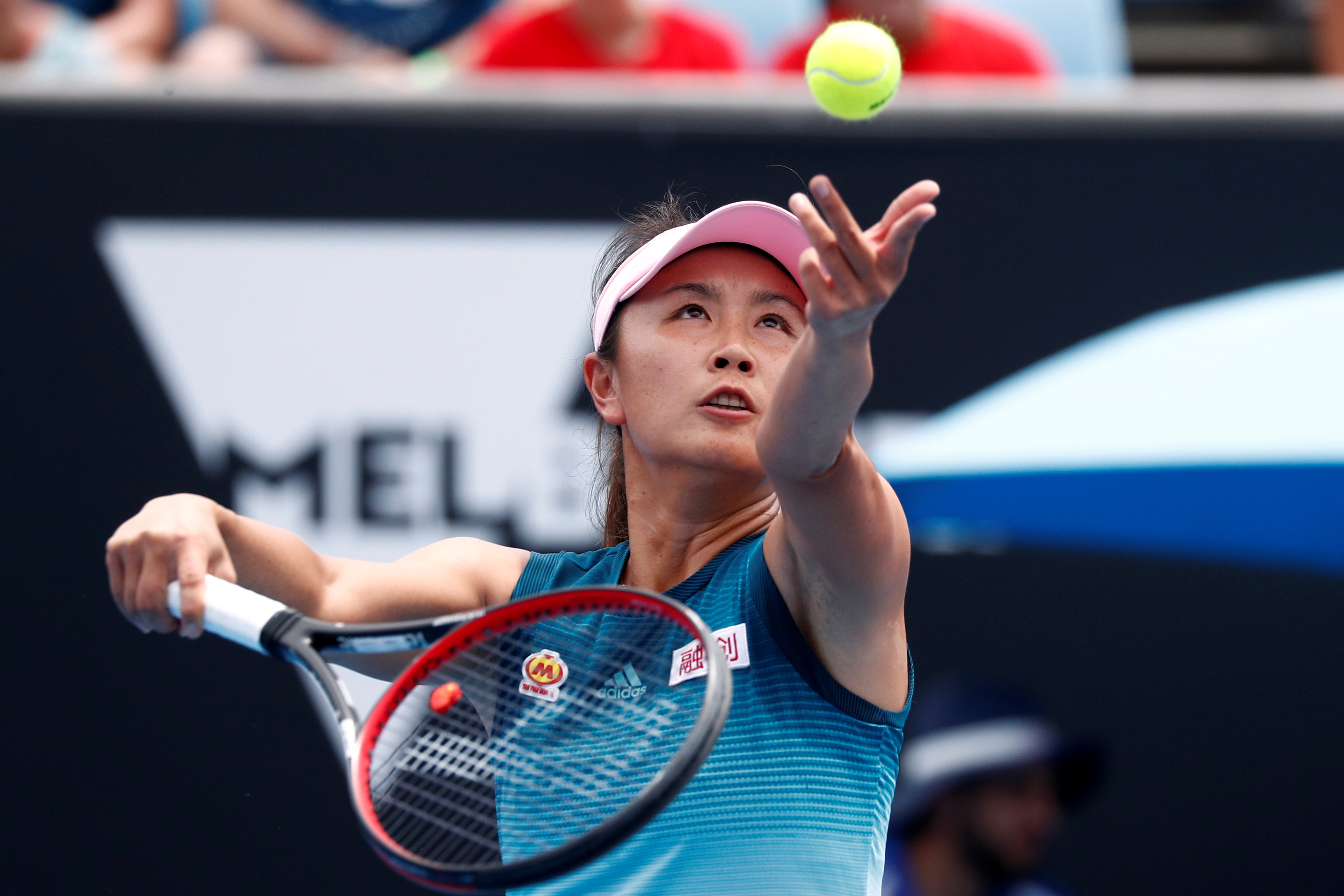 A file photo of China’s Peng Shuai serving during a match at the Australian Open on January 15, 2019. REUTERS/Edgar Su