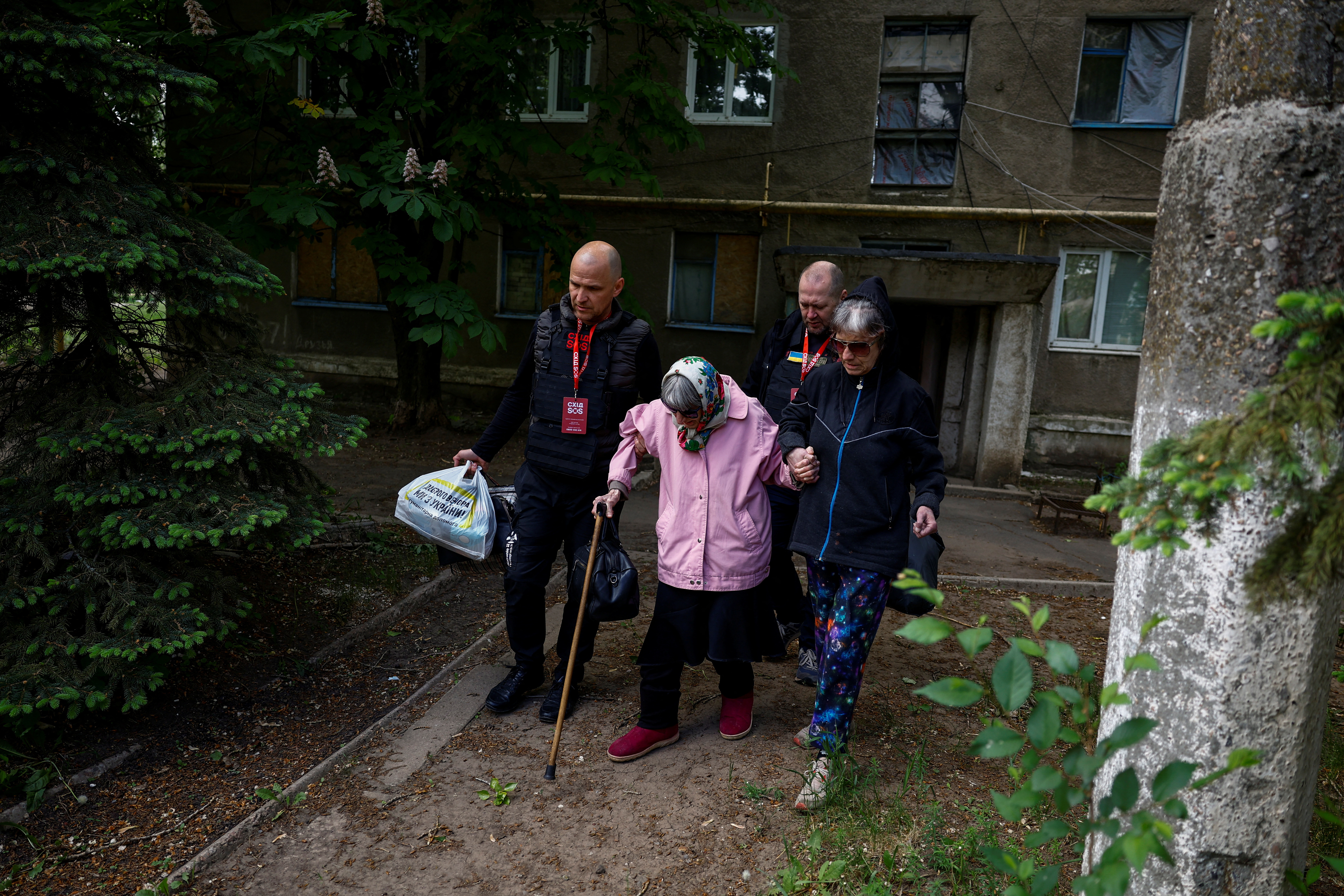Evacuation of local residents fron the frontline towns in Donetsk region
