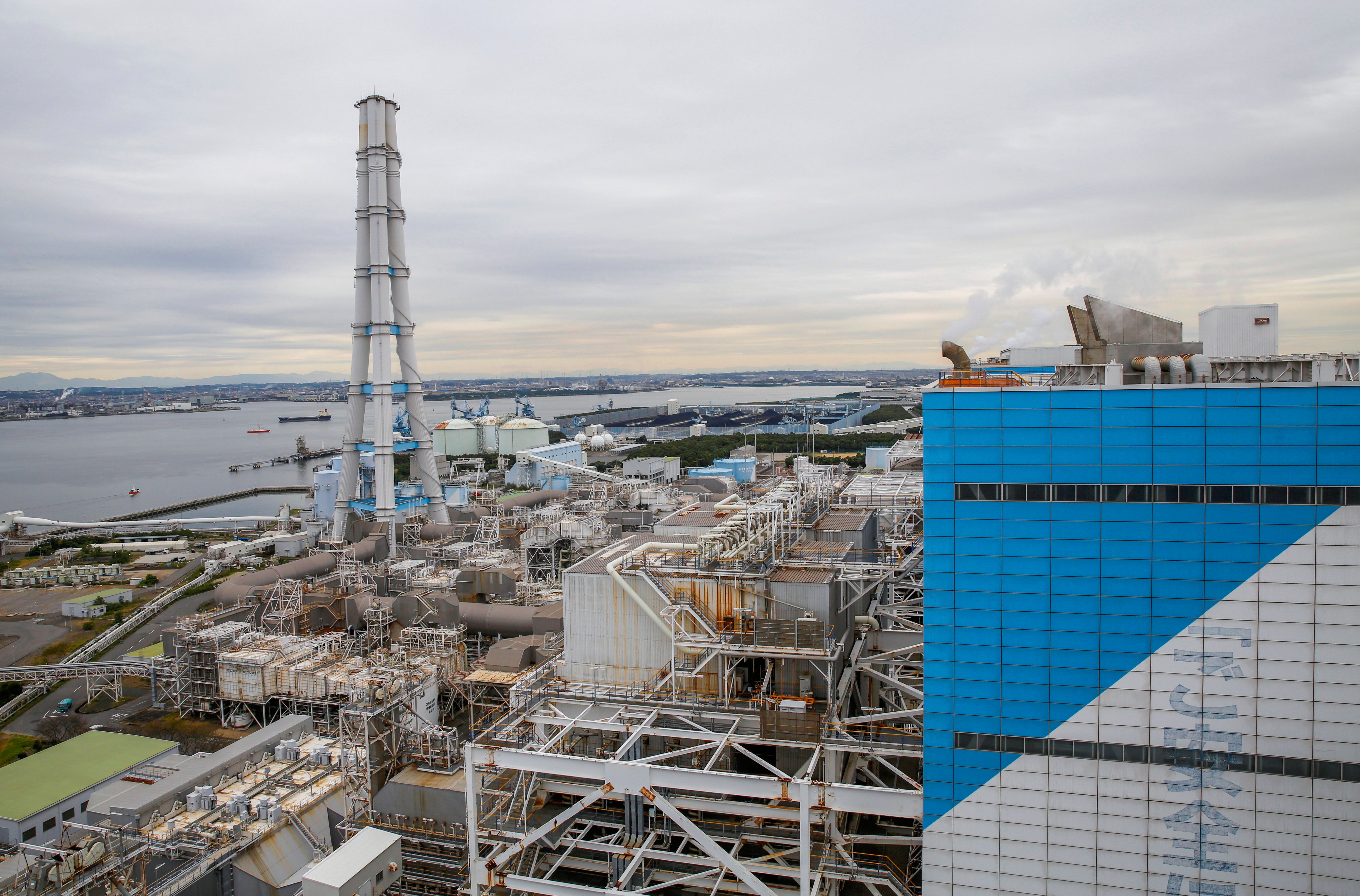General view shows JERA's Hekinan thermal power station in Hekinan, central Japan