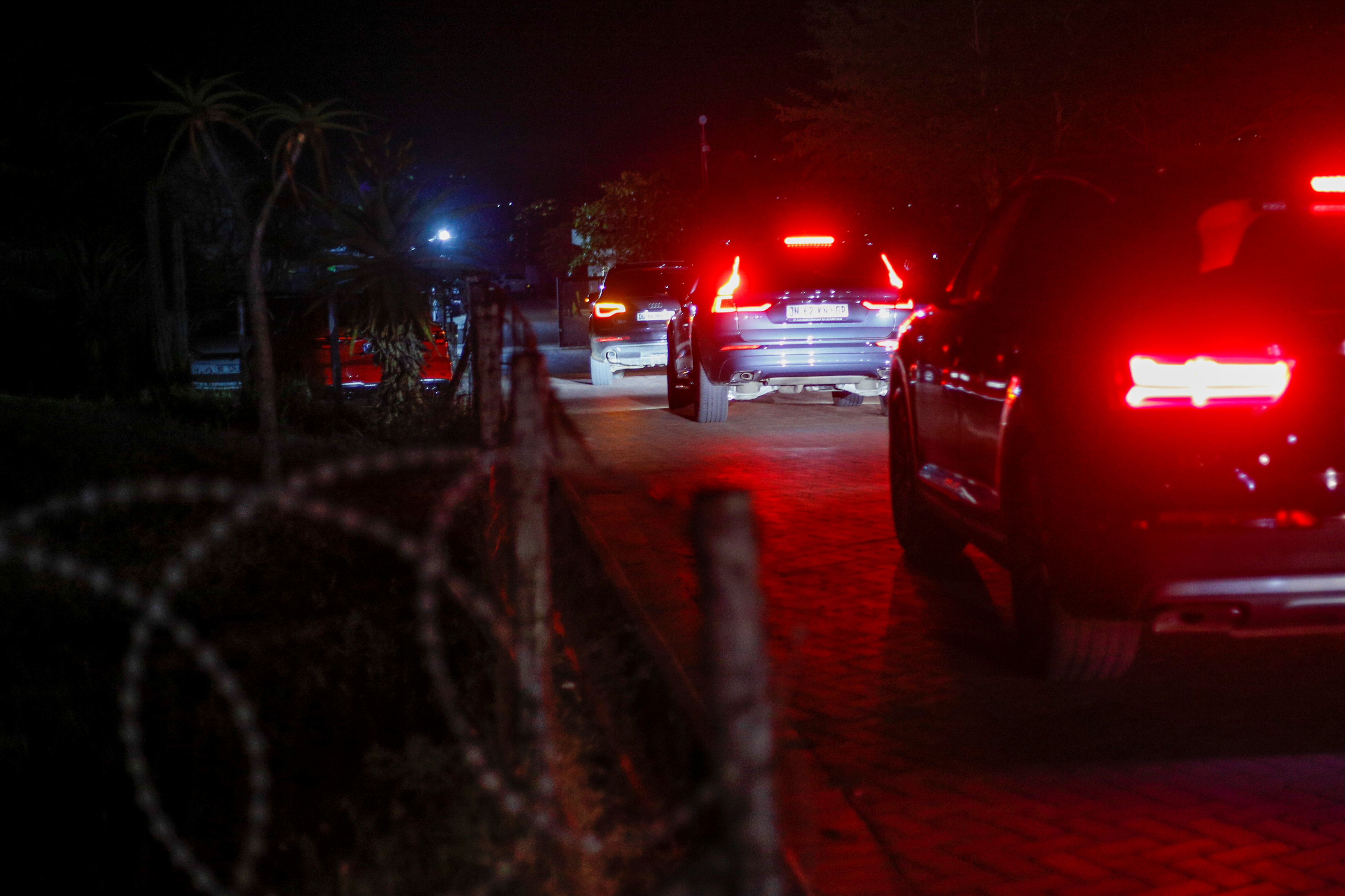A convoy is seen entering the homestead of former South African President Jacob Zuma in Nkandla
