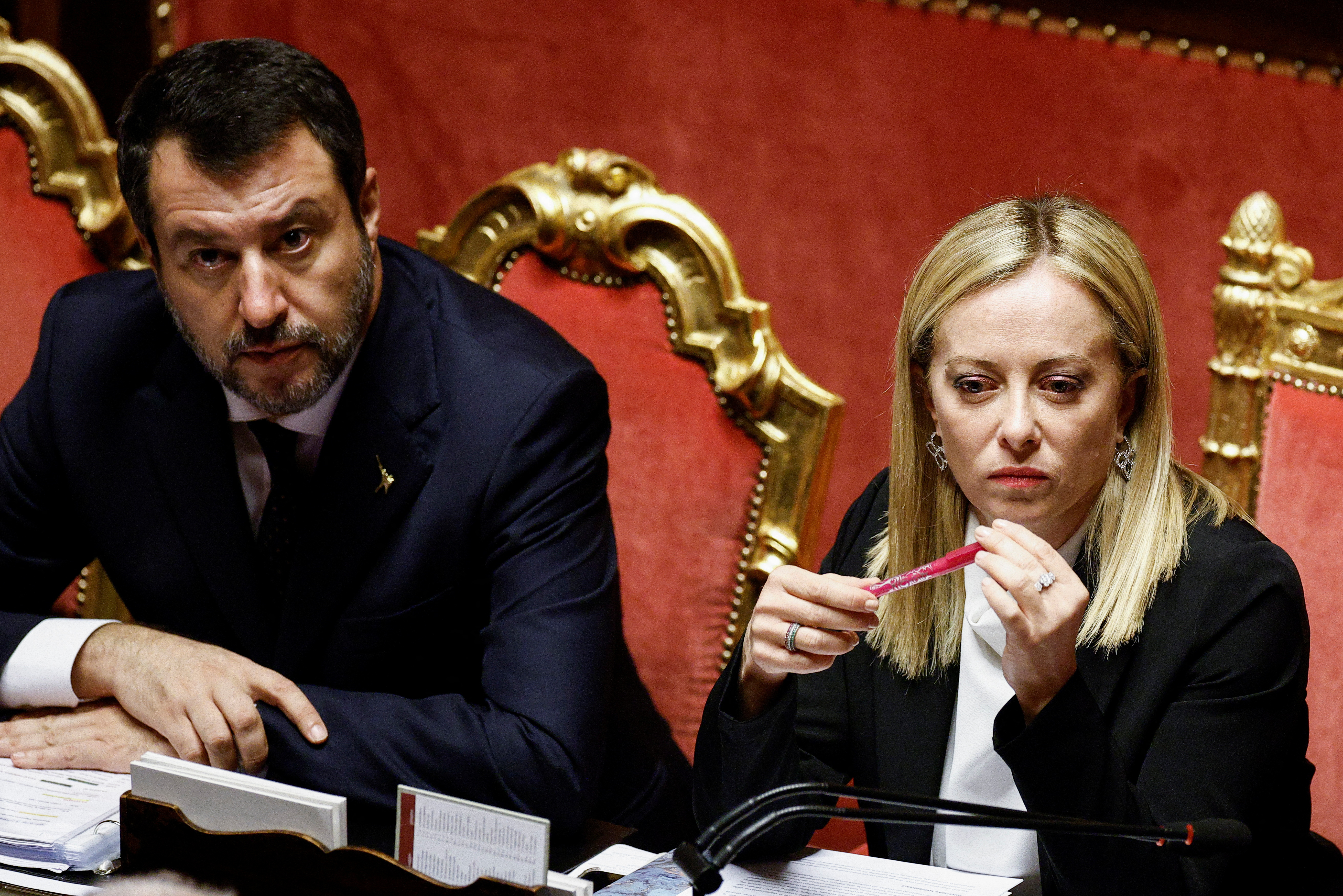 Italy's PM Meloni attends the upper house of parliament, in Rome