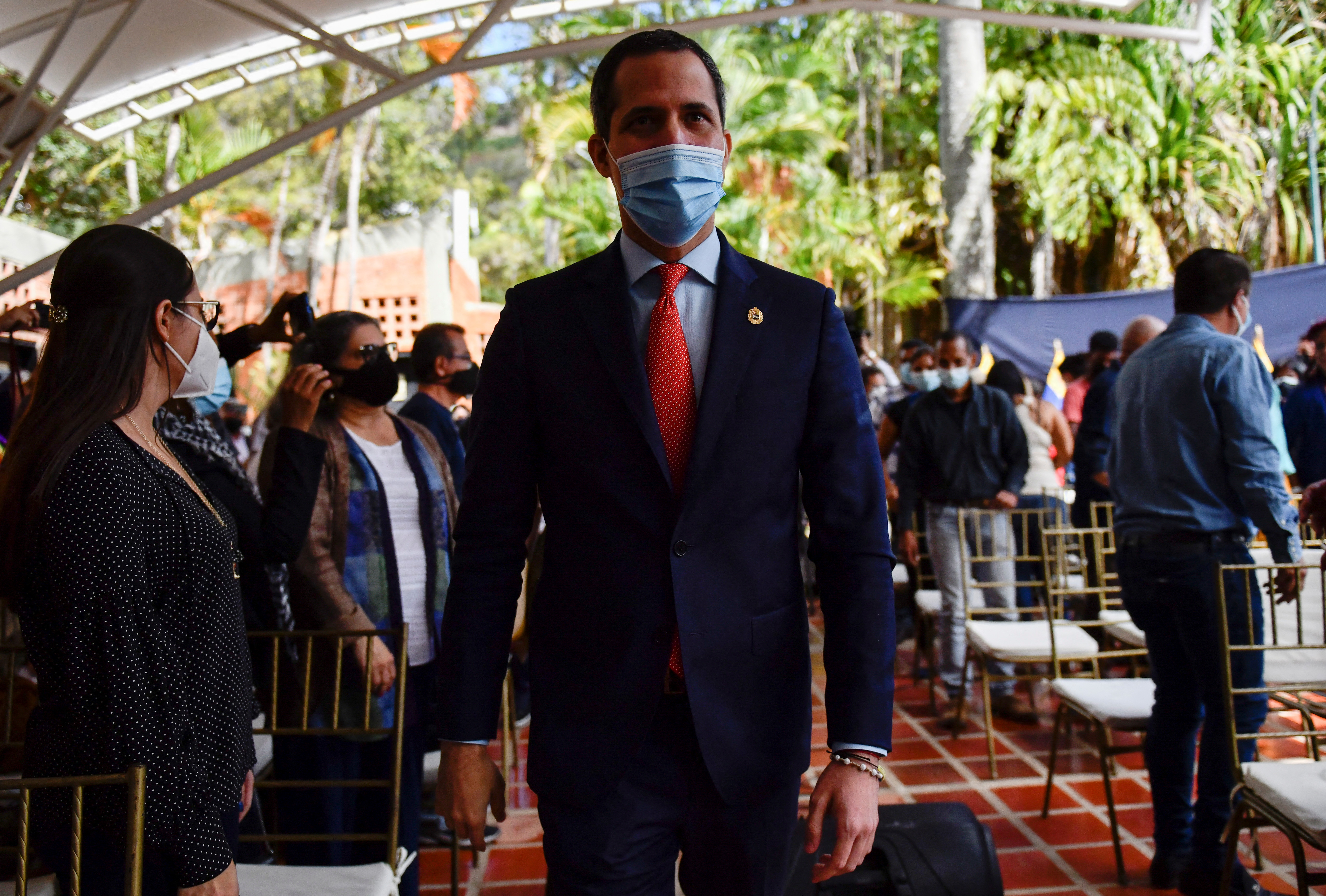 Venezuela's opposition leader Juan Guaido arrives to attend a session of the opposition's national assembly in Caracas