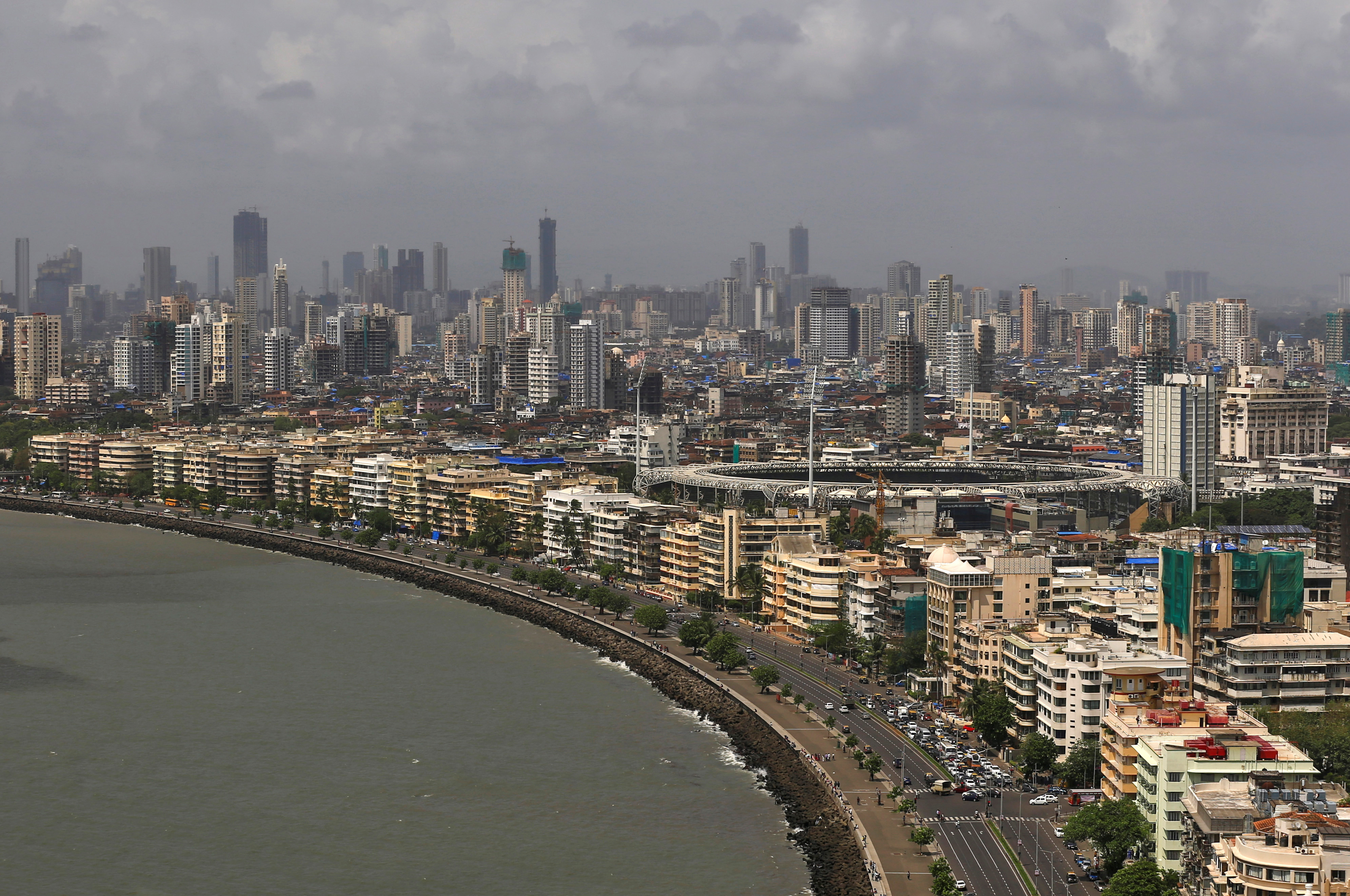 A general view of Marine Drive is seen along the Arabian sea in Mumbai