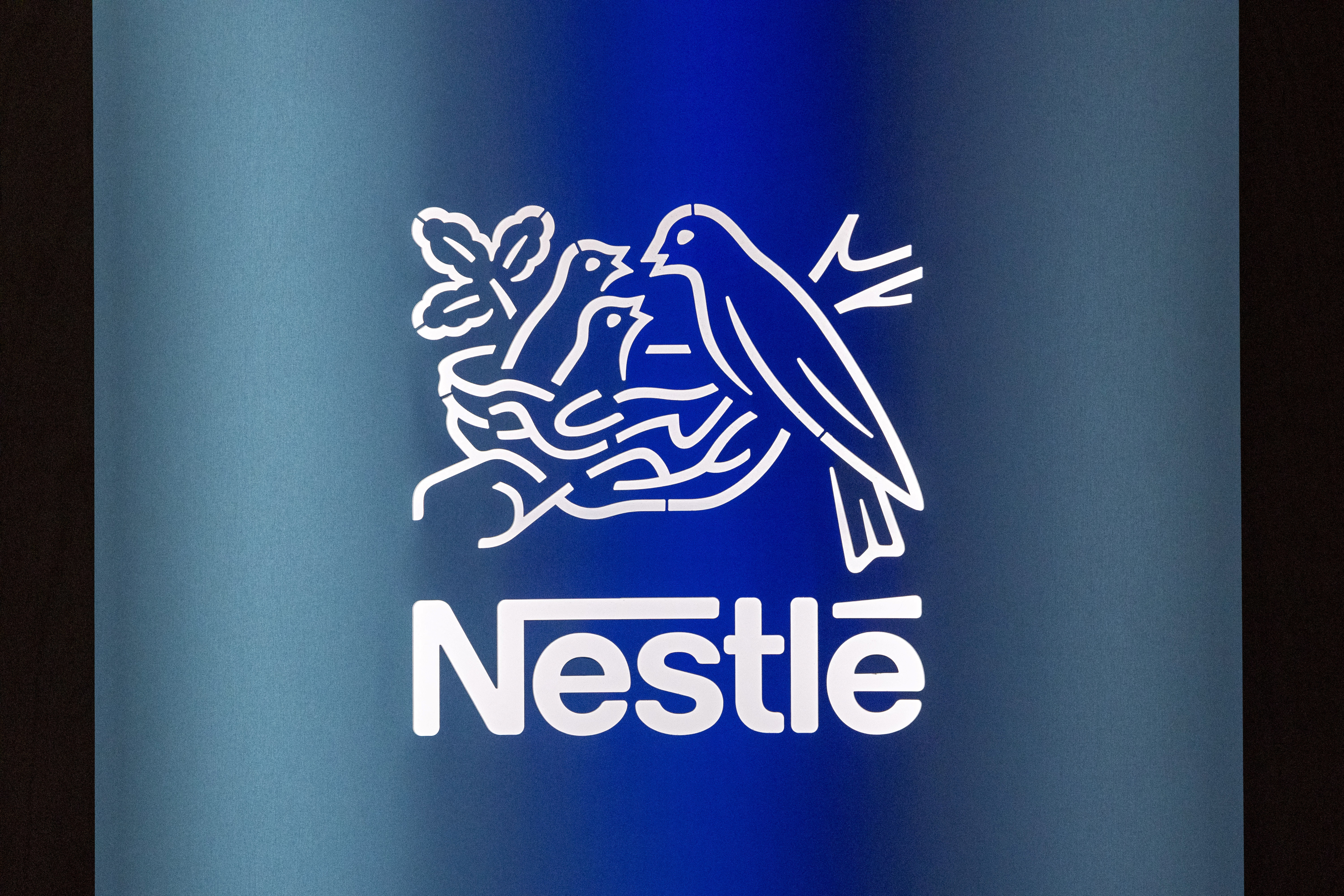 A view of the logo during the Annual General Meeting of Nestle in Ecublens