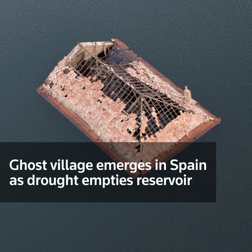 Pueblo fantasma emerge en España mientras la sequía vacía el embalse