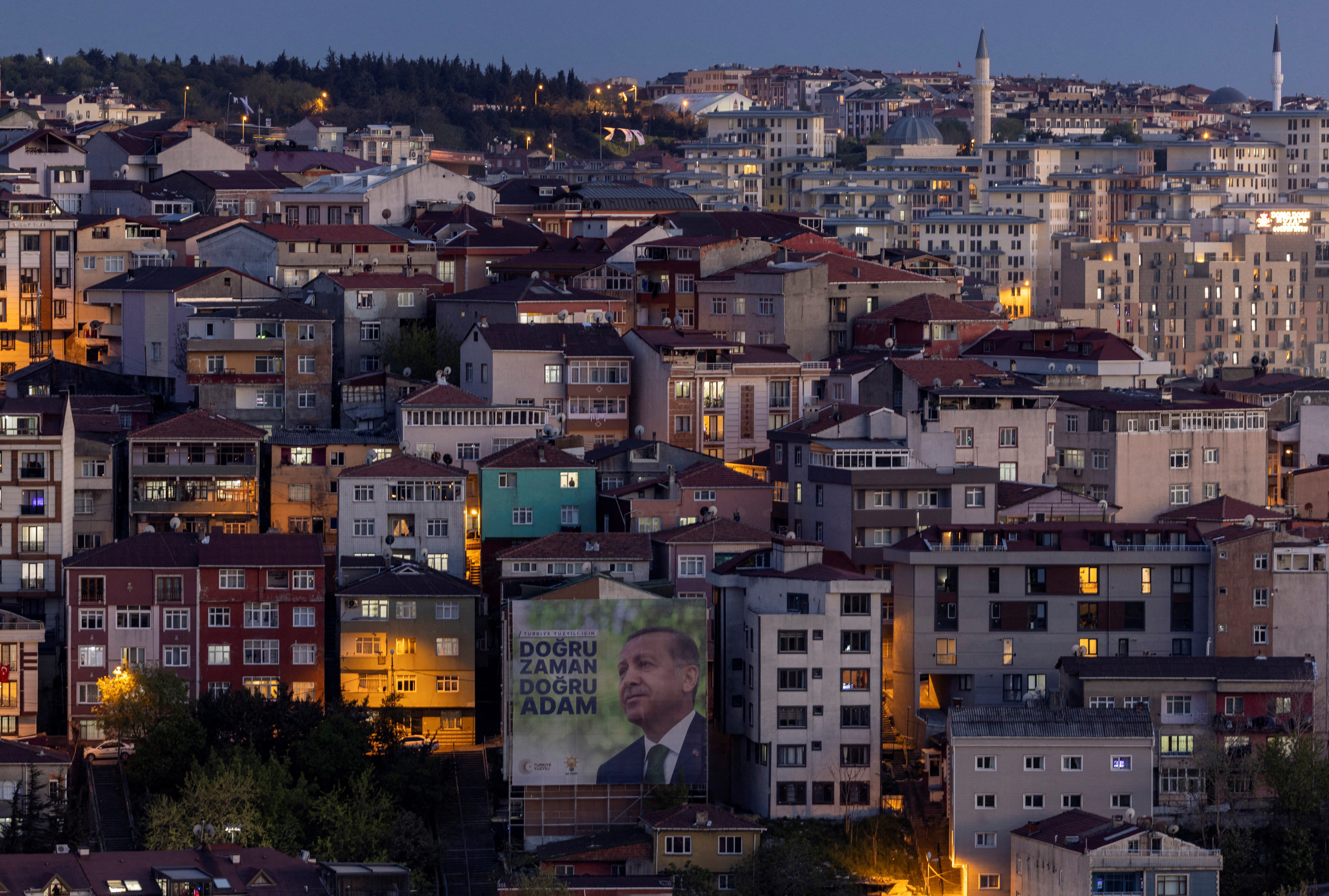 A billboard carrying picture of Turkish President Erdogan in Istanbul