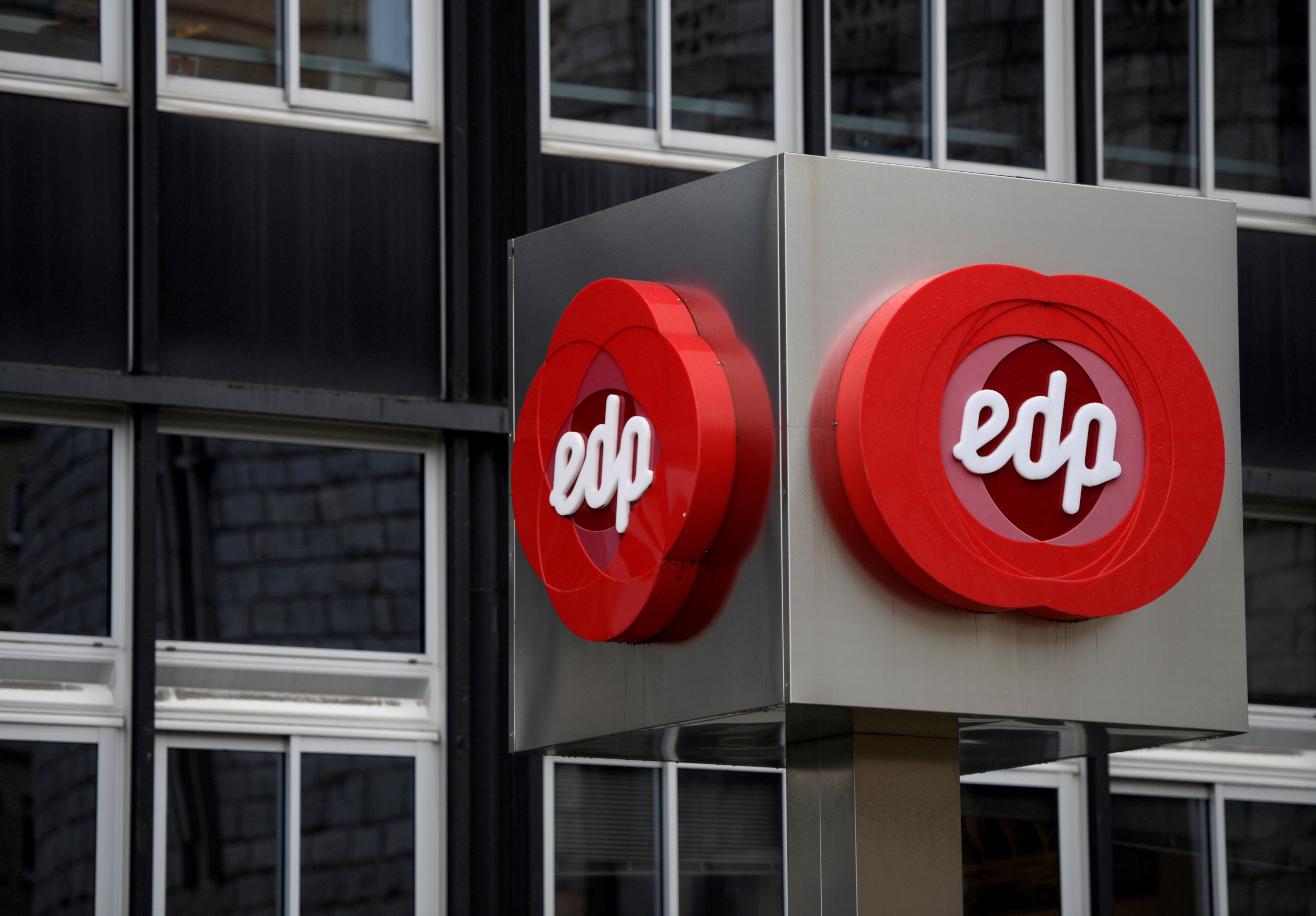 The logo of Portuguese utility company EDP - Energias de Portugal is seen at the company's offices in Oviedo