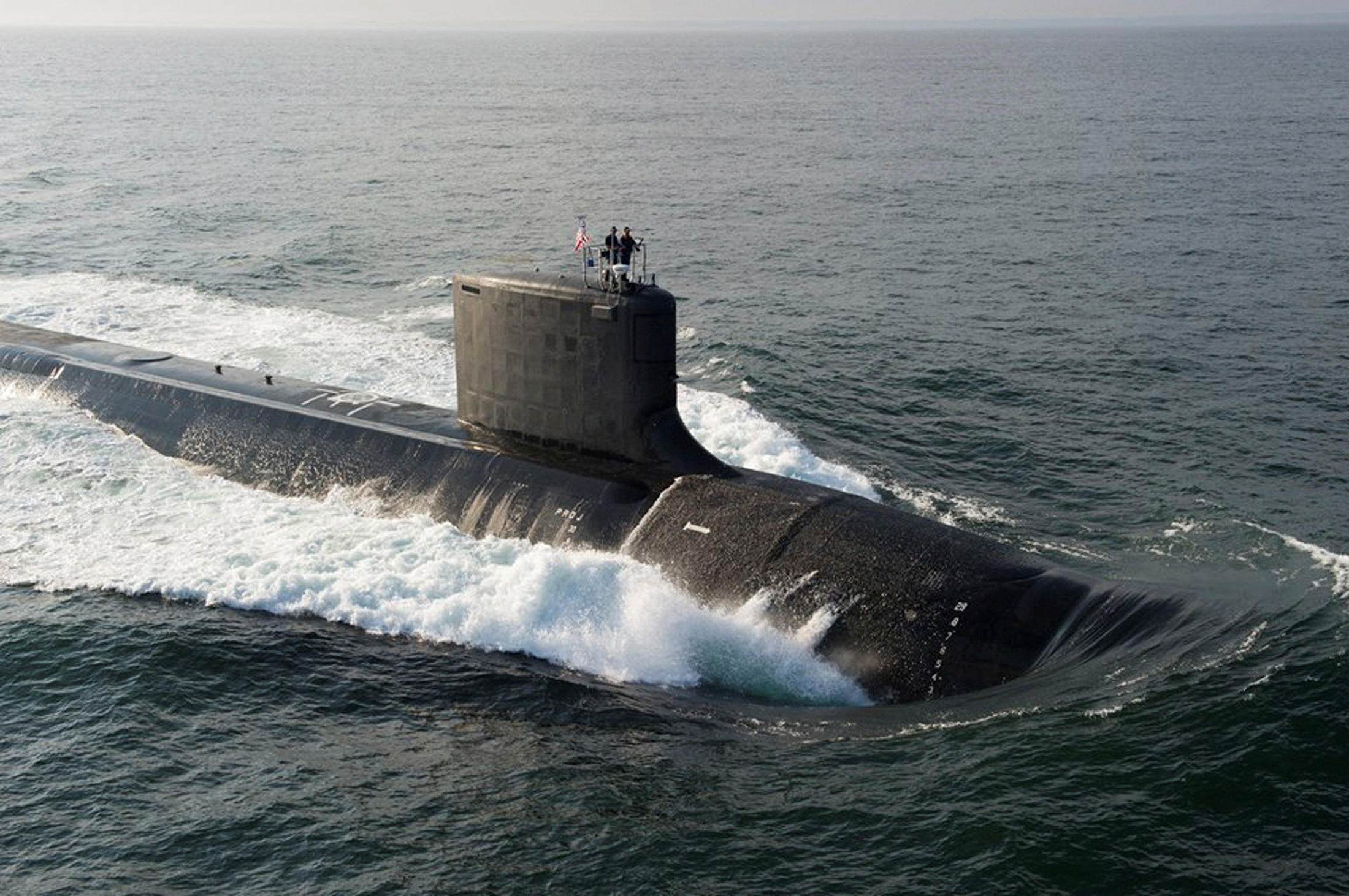 The Virginia-class USS North Dakota submarine is seen during bravo sea trials in this U.S. Navy handout picture