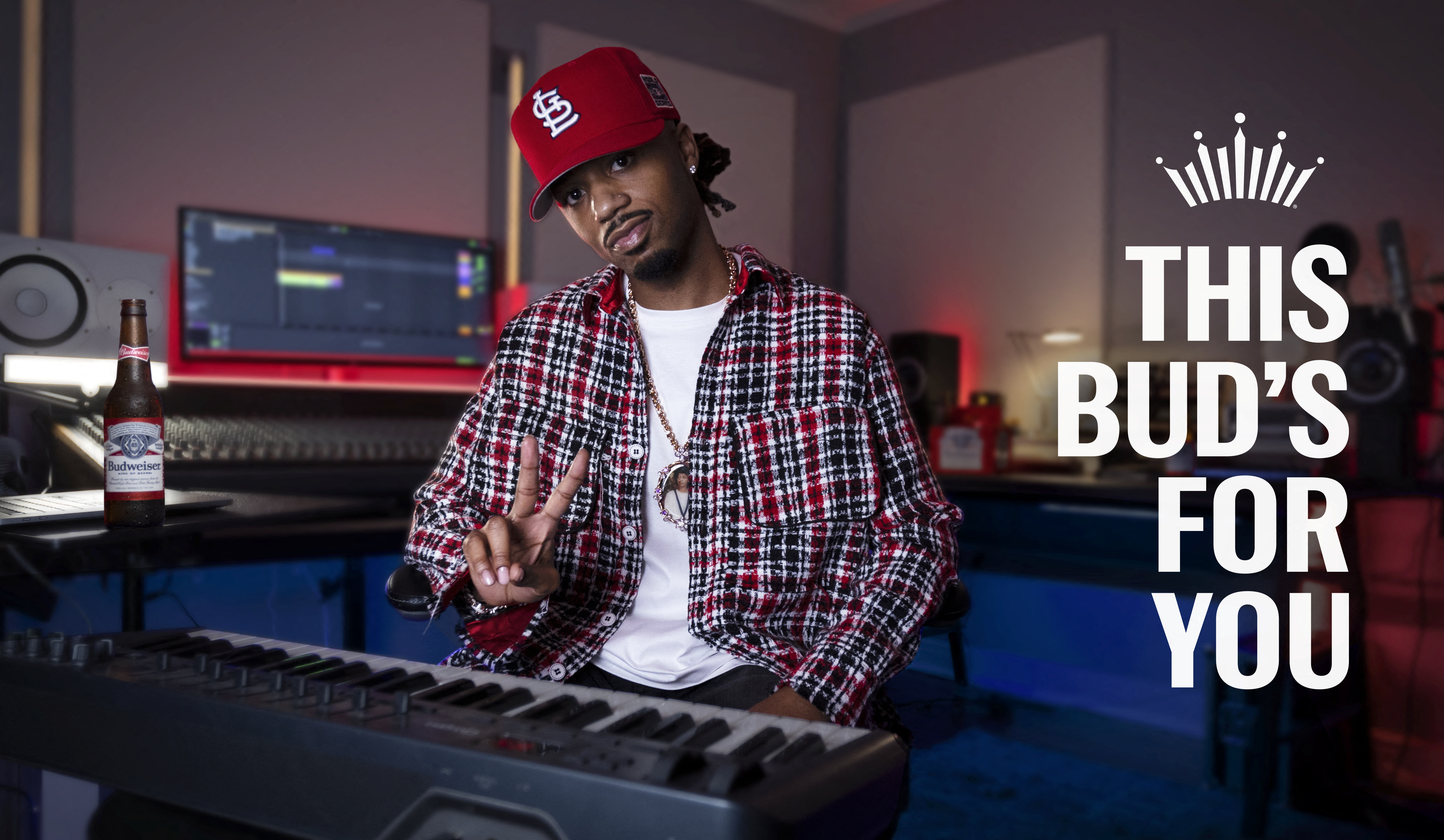 Hip hop record producer Metro Boomin participates in an ad for Budweiser