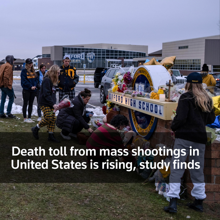 El número de muertos por tiroteos masivos en Estados Unidos está aumentando, según un estudio