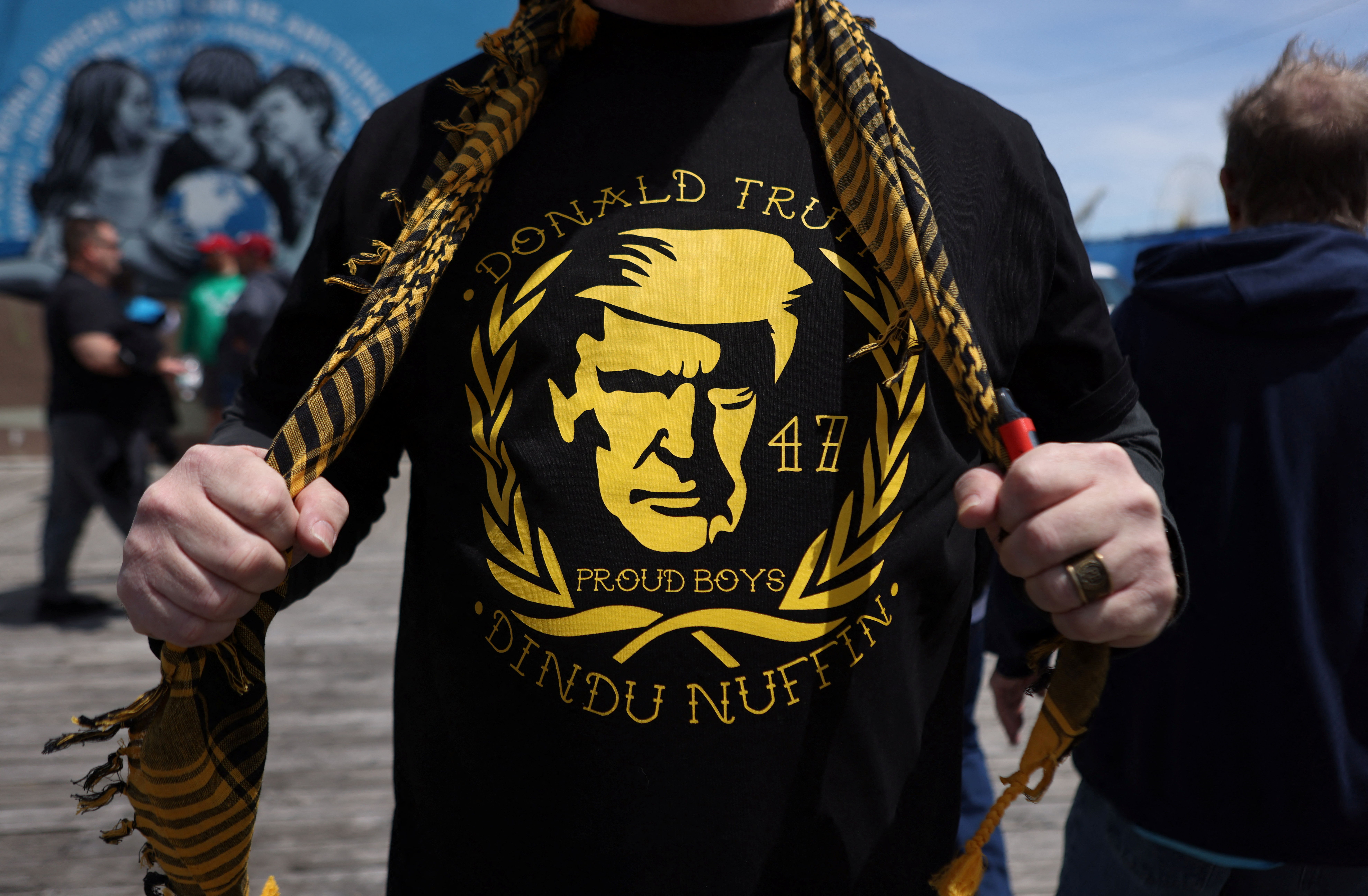 Proud Boys attend a Trump campaign rally in New Jersey