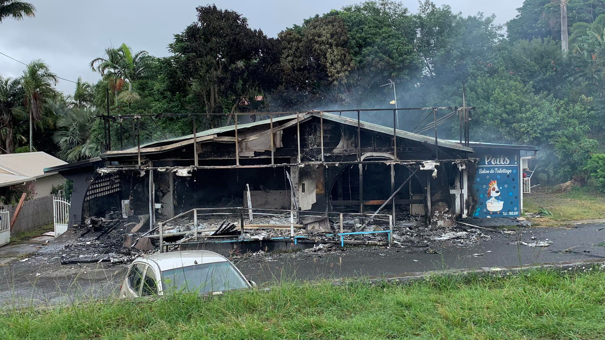 Damage caused by rioters in New Caledonia