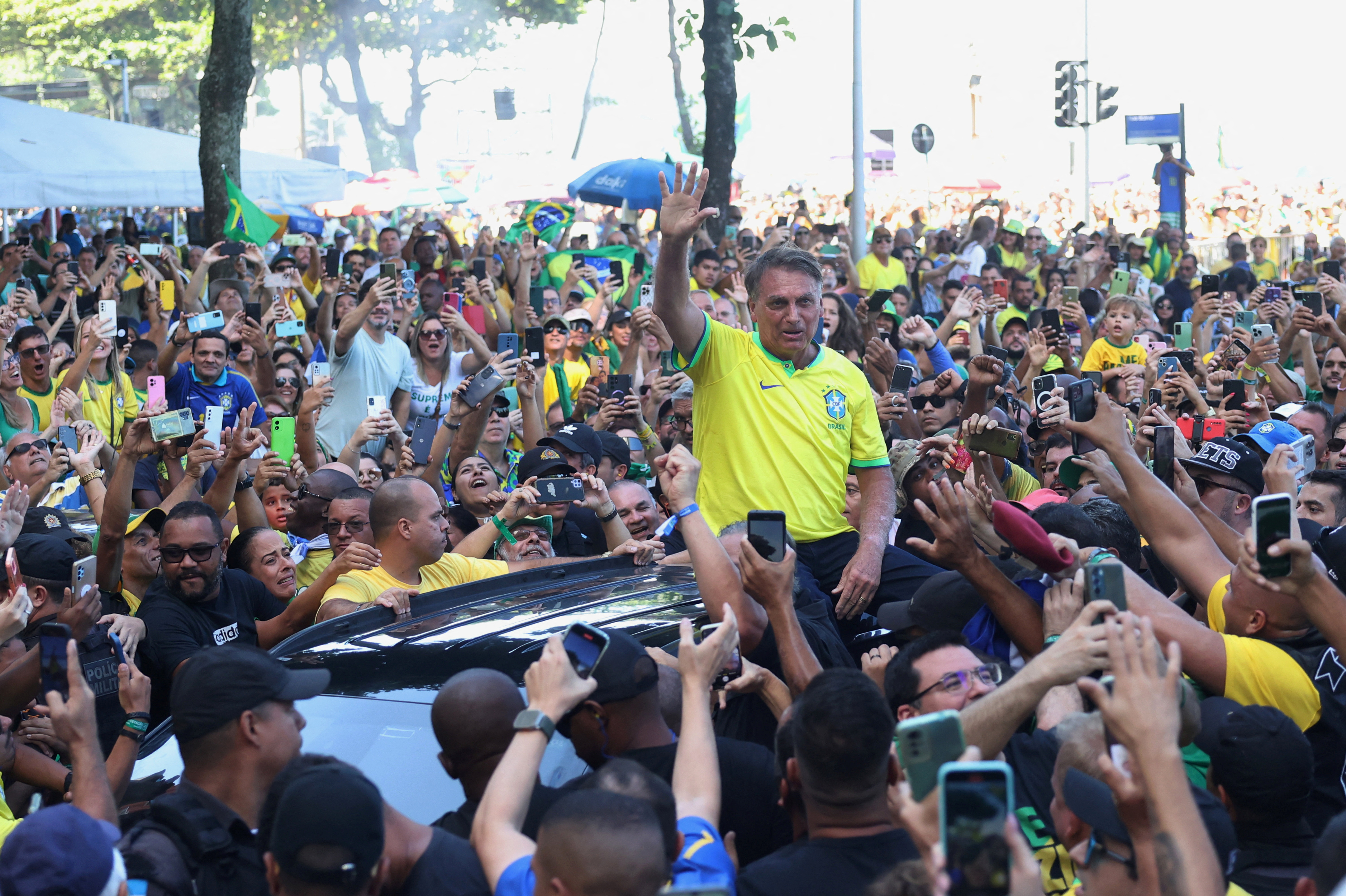 Former Brazilian President Bolsonaro rallies with supporters in Rio de Janeiro