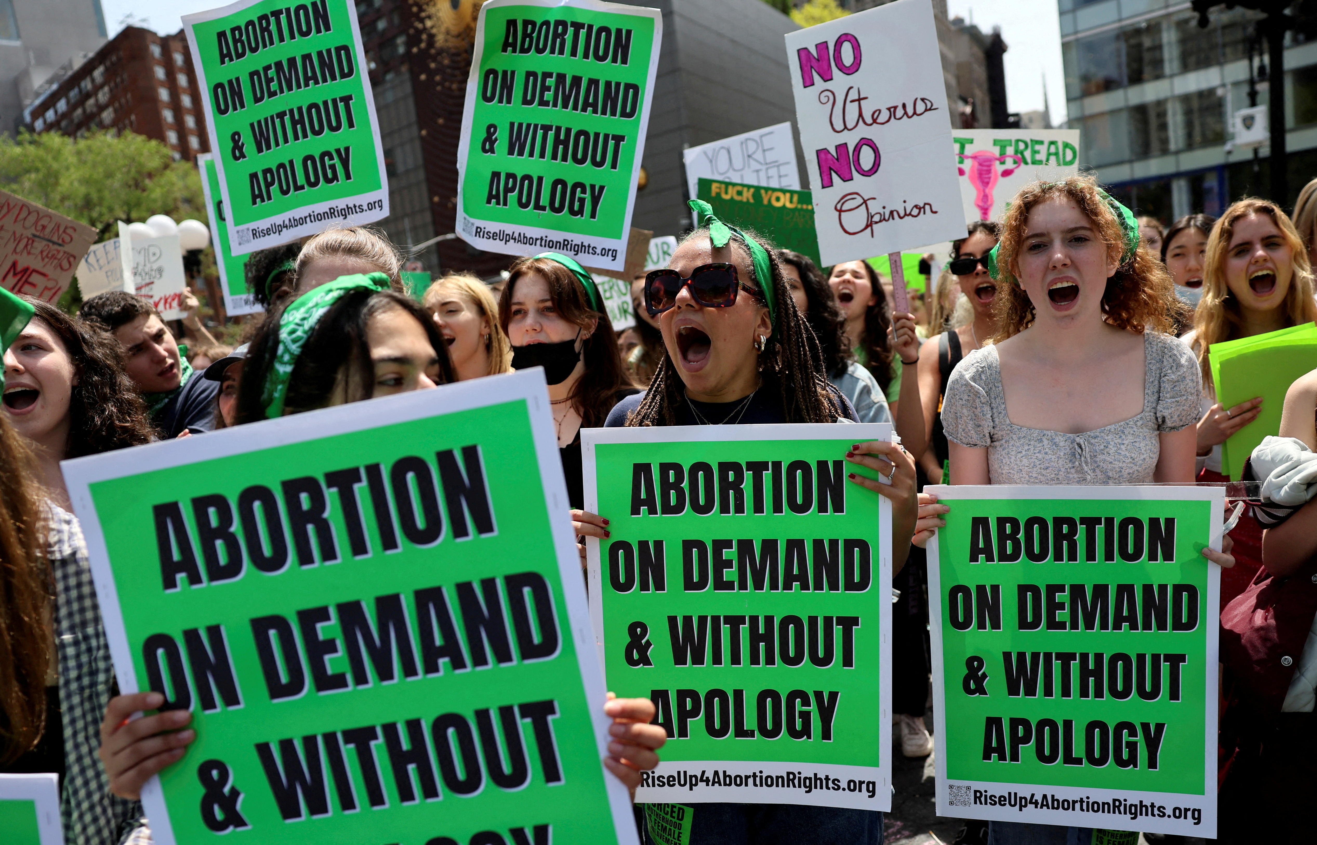 Students and others protest for abortion rights in New York City