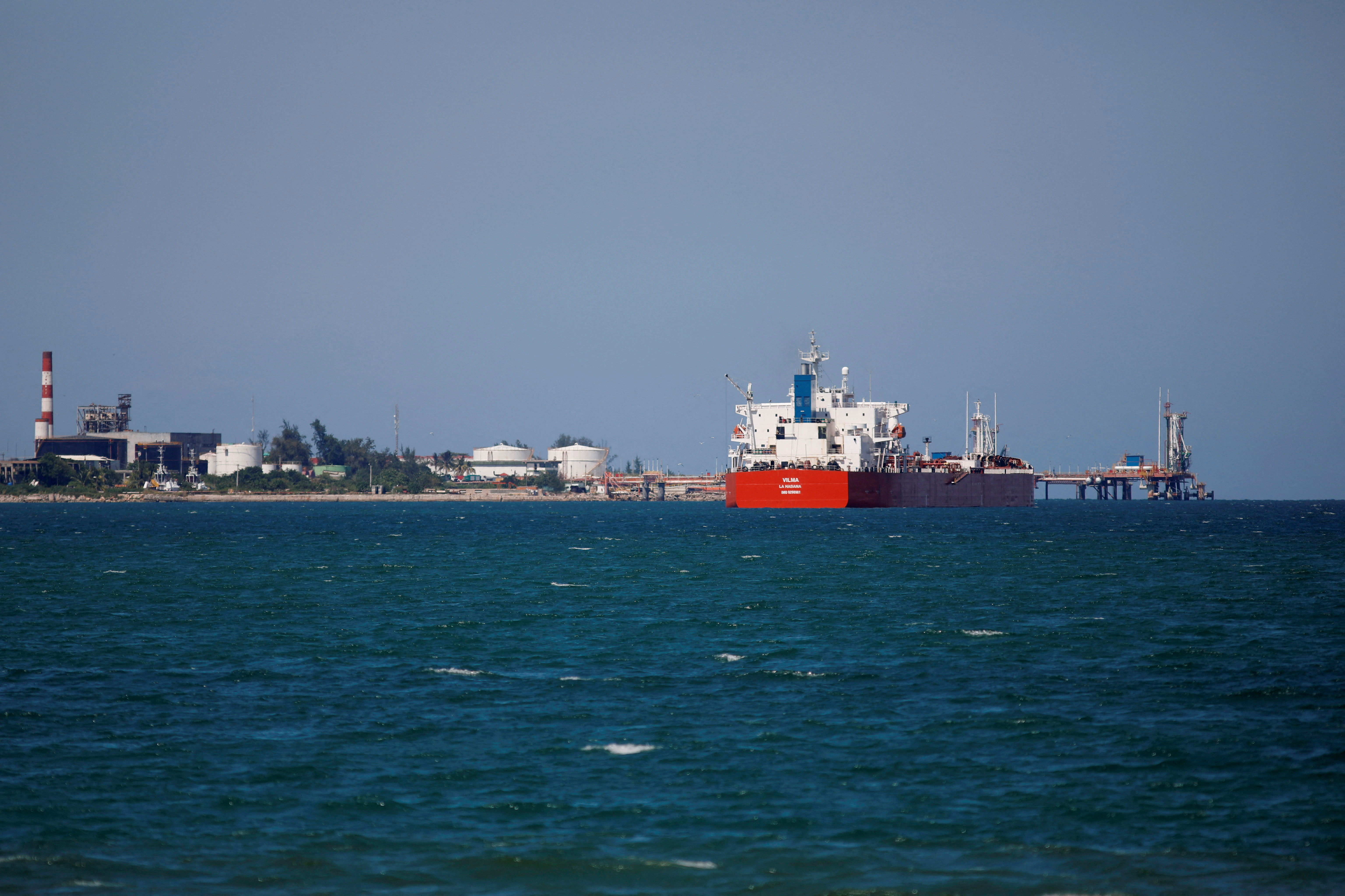 Cuban-flagged tanker Vilma is docked at Matanzas terminal, in Matanzas, Cuba