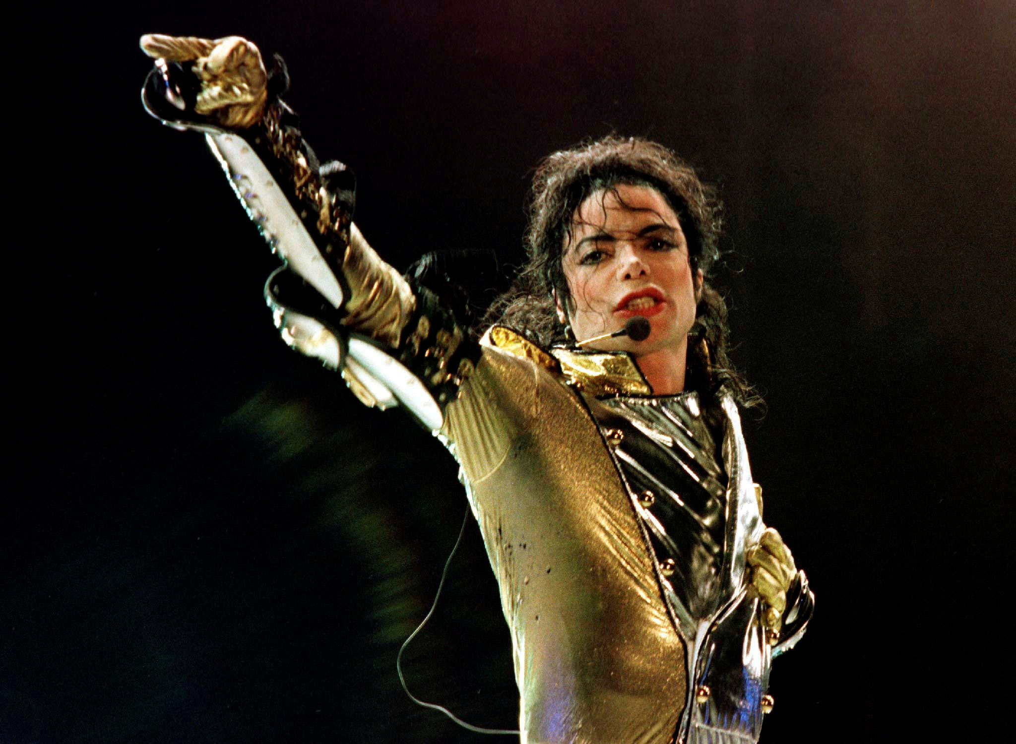 File photo of U.S. pop star Michael Jackson performing during his concert in Vienna