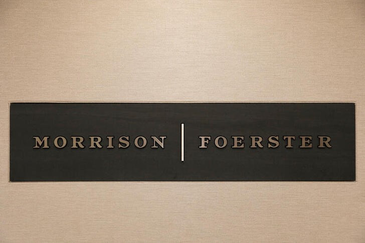 The logo of law firm Morrison & Foerster LLP is seen at their office in Washington, D.C.