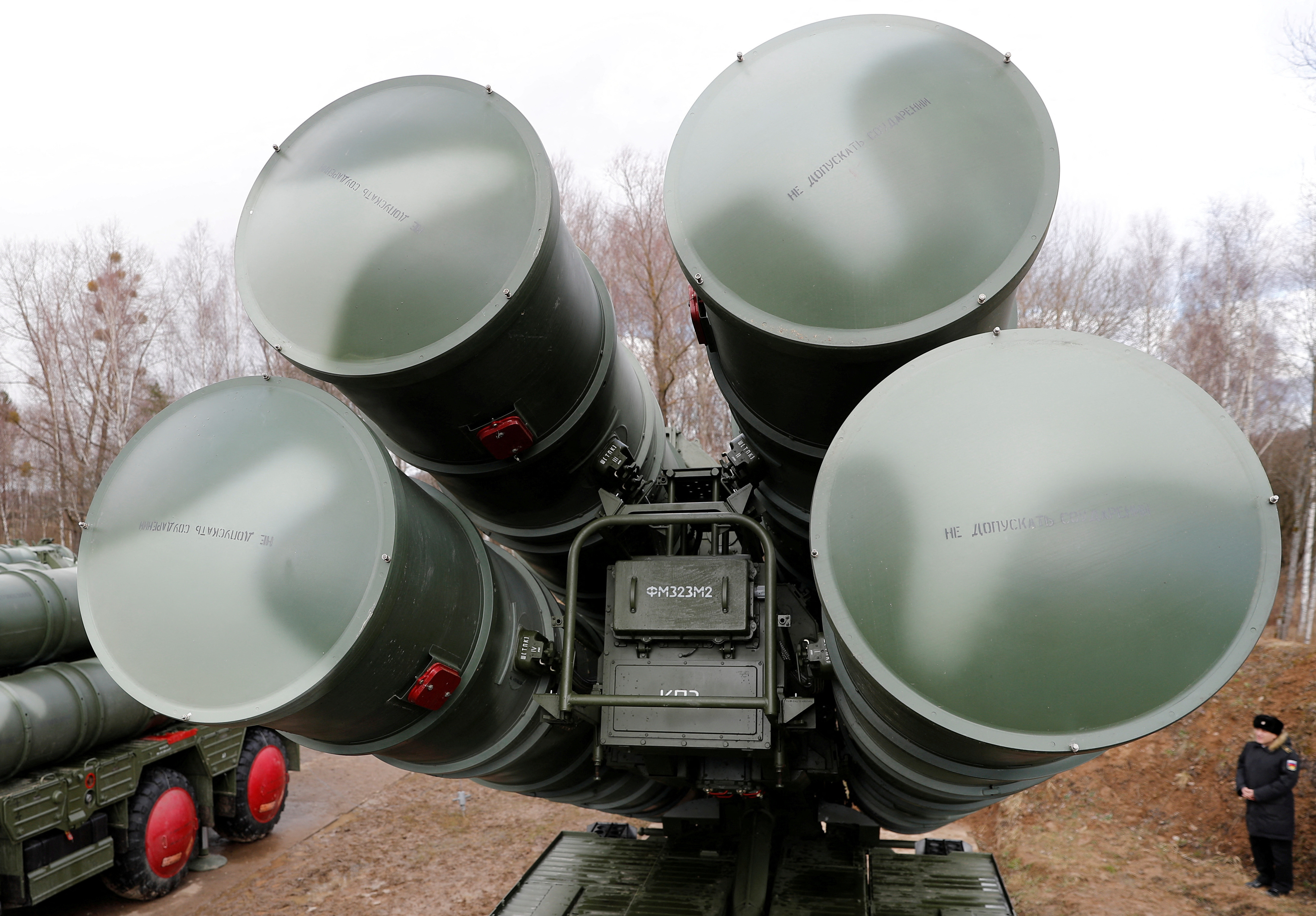 A view shows S-400 surface-to-air missile system after its deployment near Kaliningrad