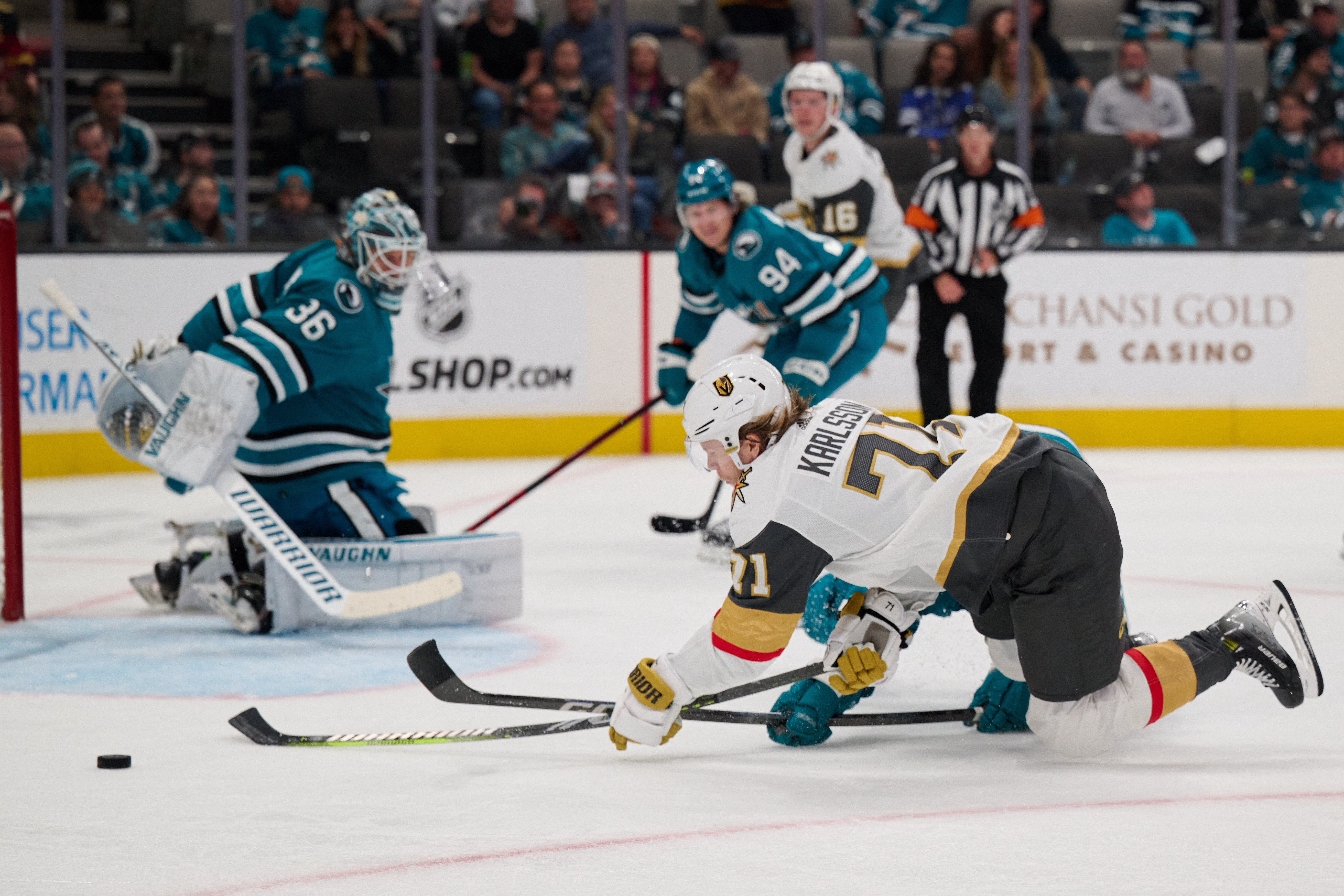 Nicolas Hague leads Knights to victory over Sharks - The Rink Live