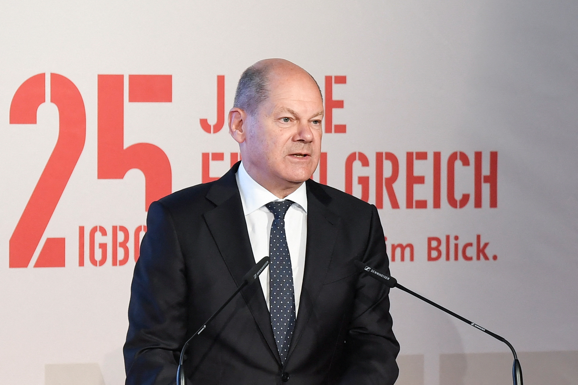 German Chancellor Scholz takes part in the 25th anniversary celebration for the IGBCE