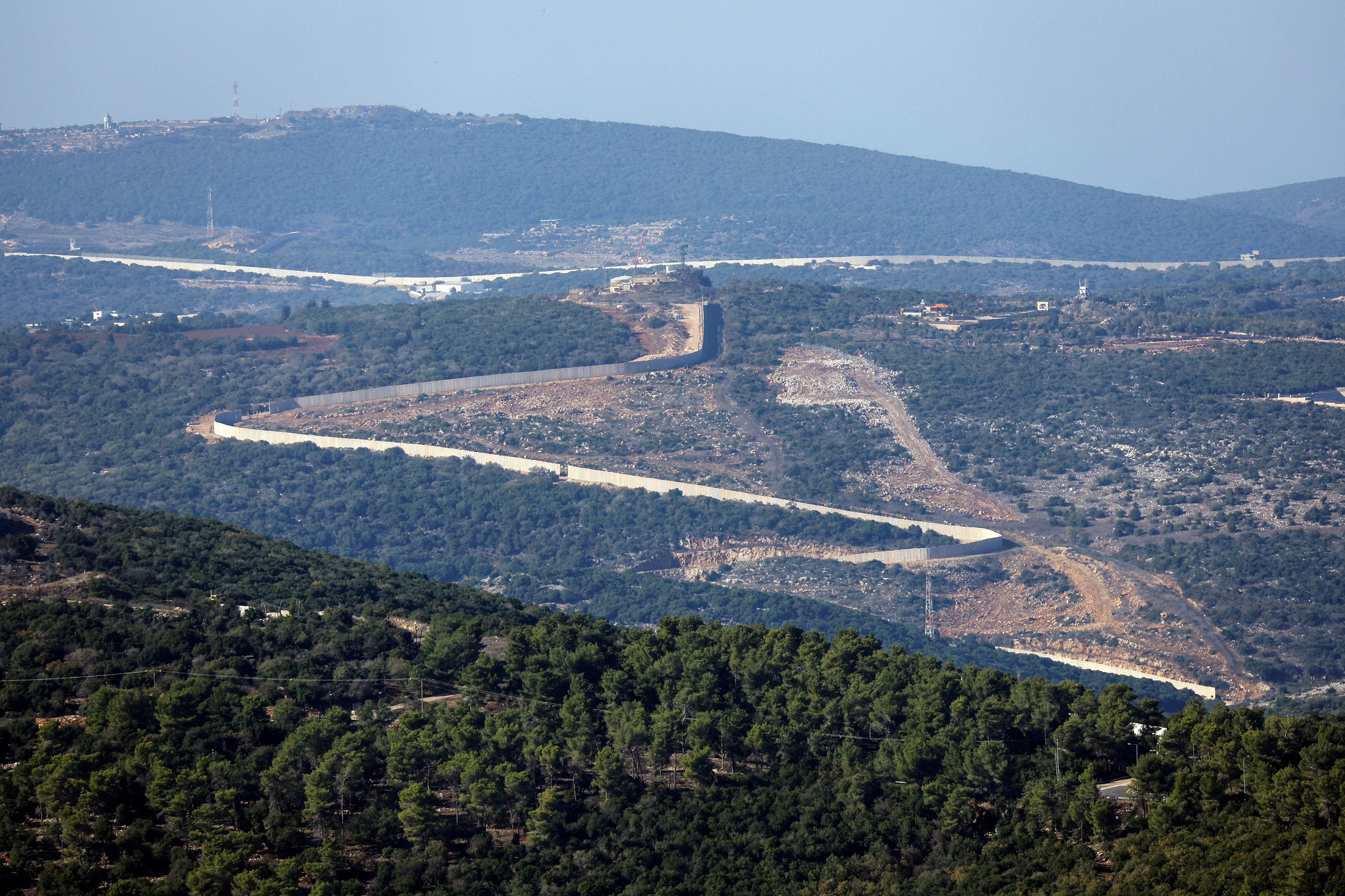 A general view shows the border between Israel and Lebanon as seen from the Israeli side