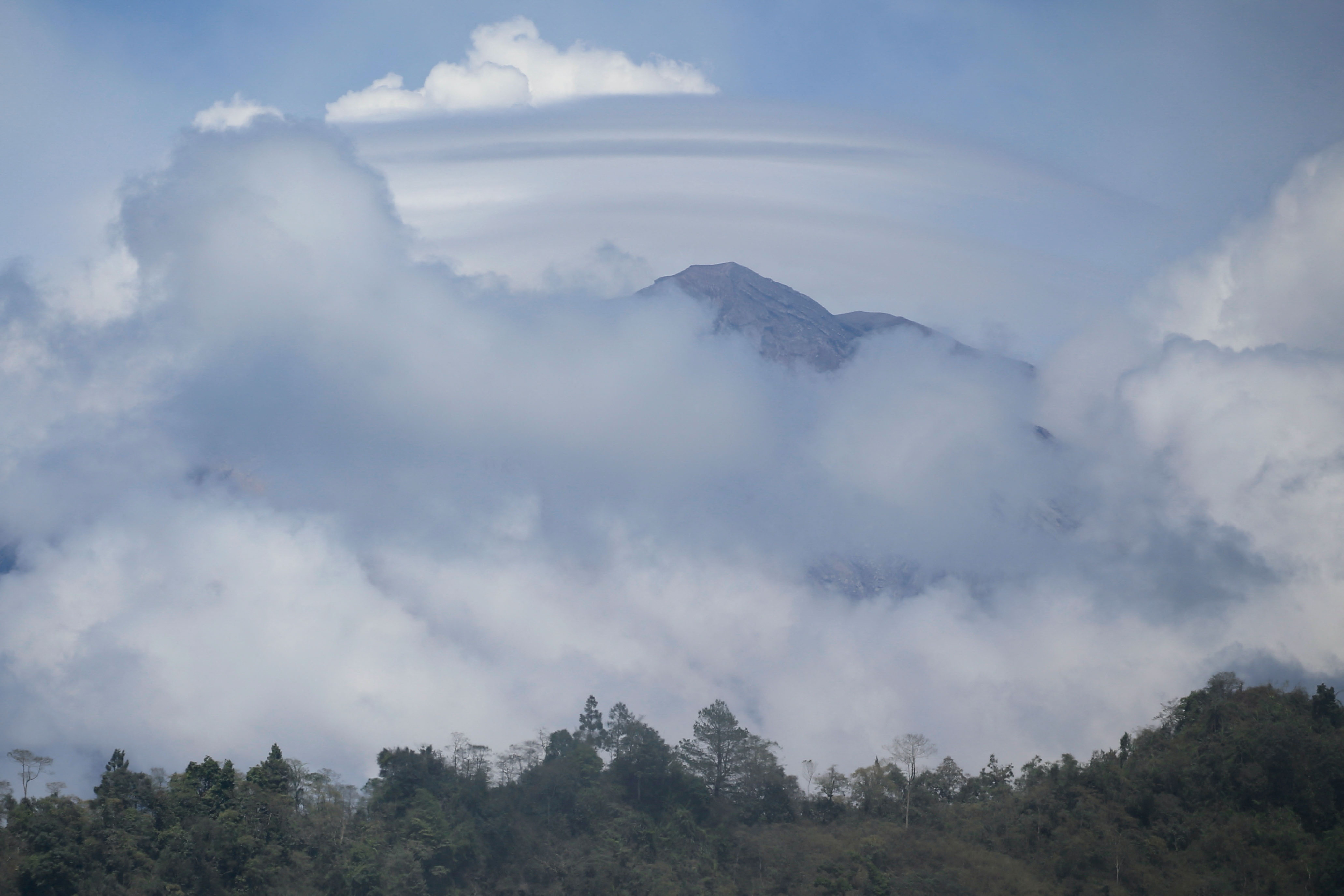 A view of Mount Semeru volcano from Sumberwuluh, in Candipuro district, Lumajang