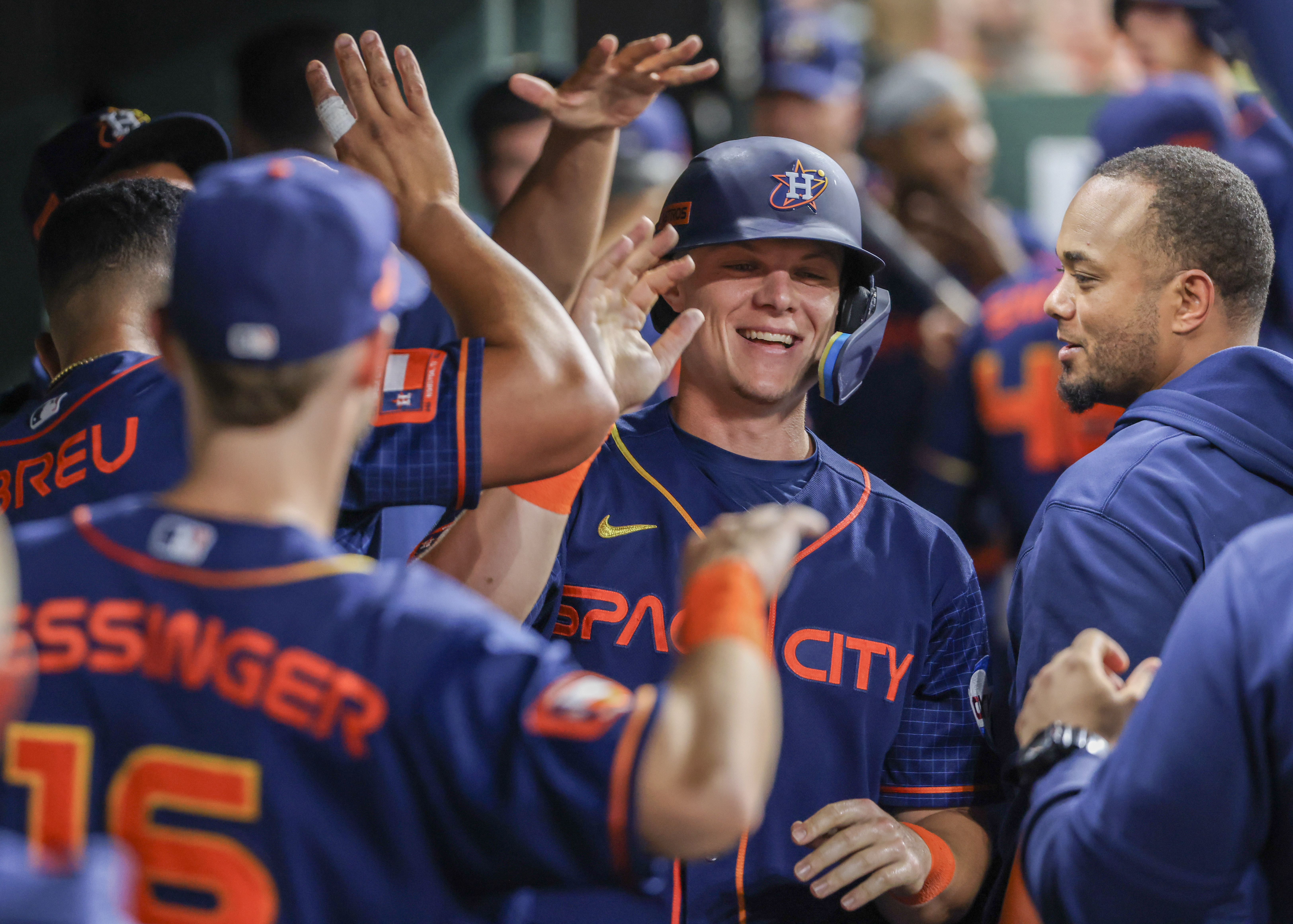 Myles Straw wears Astros jersey at Game 4 of World Series