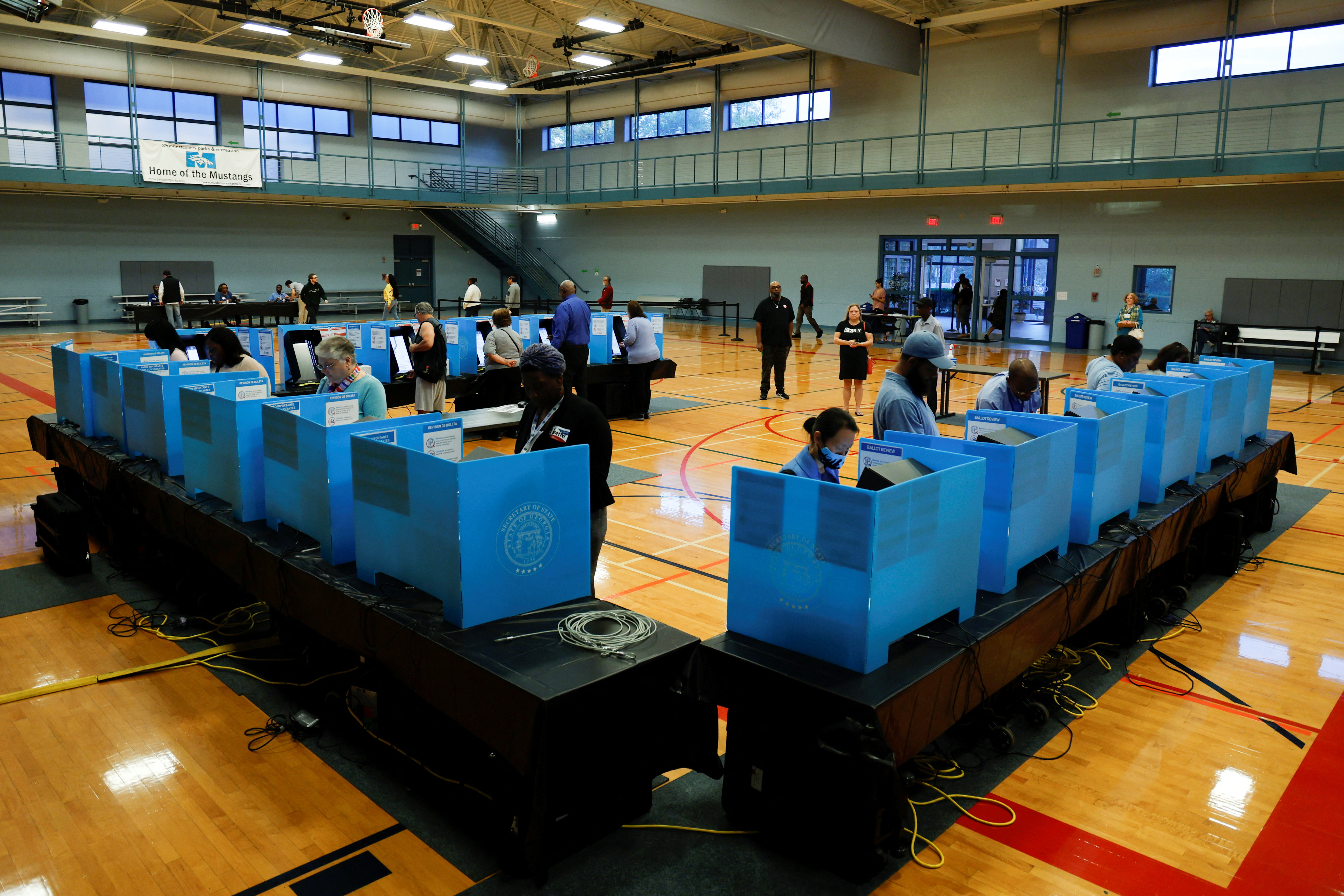 Suburban Atlanta voters in Gwinnett County vote in midterm elections in Norcross, Georgia