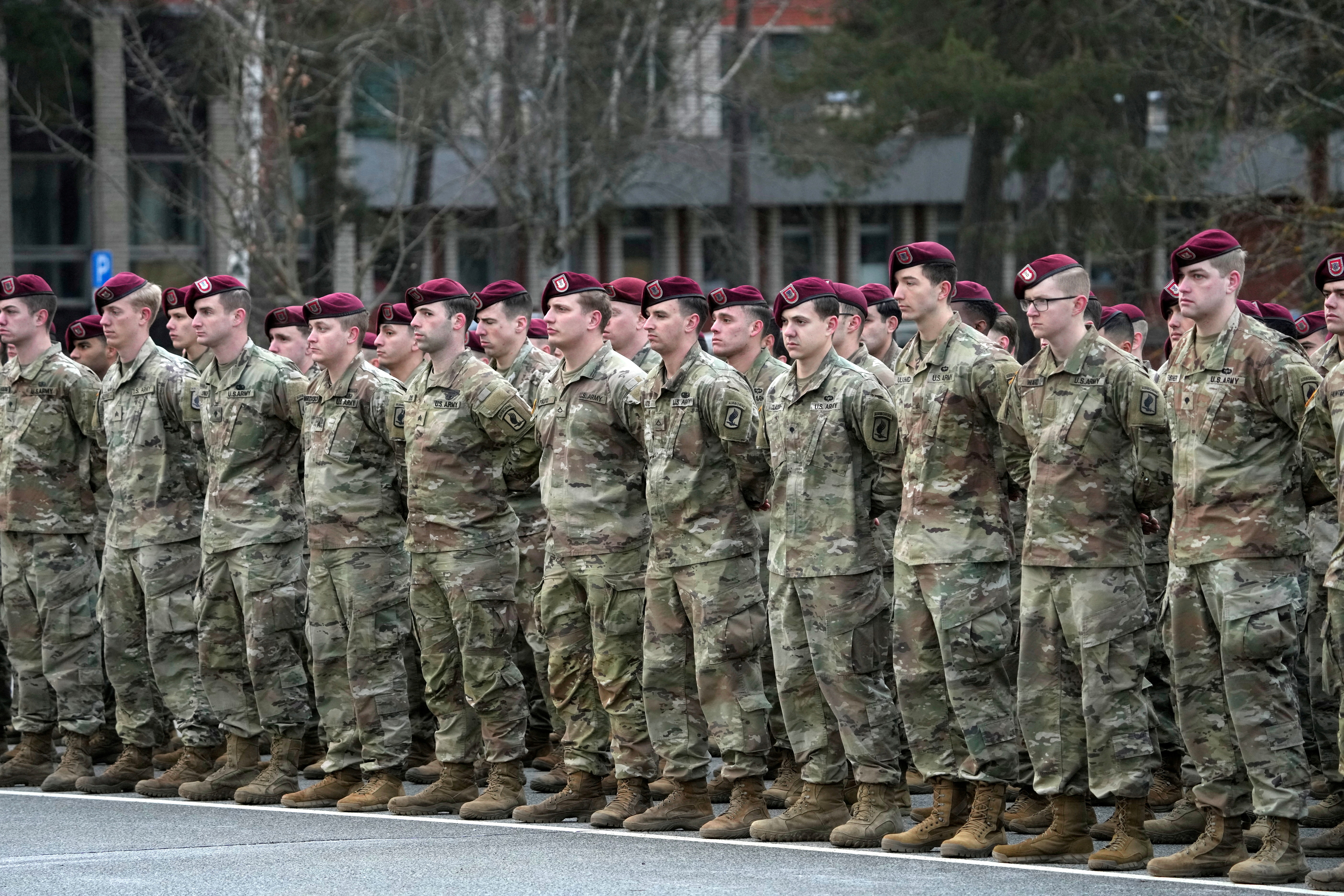 U.S. troops attend arrival ceremony in Adazi military base