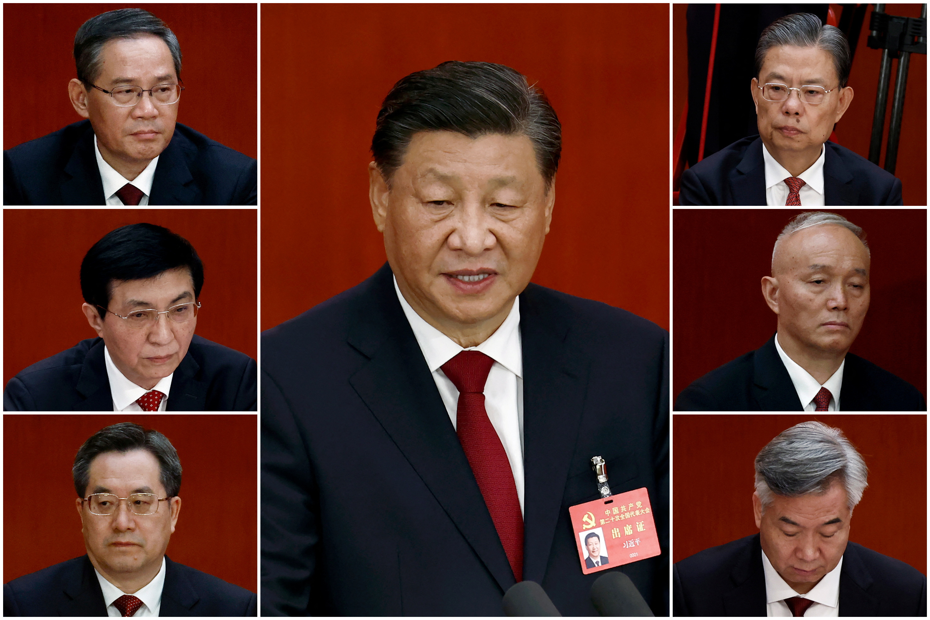 Combination photo of China's new Politburo Standing Committee members