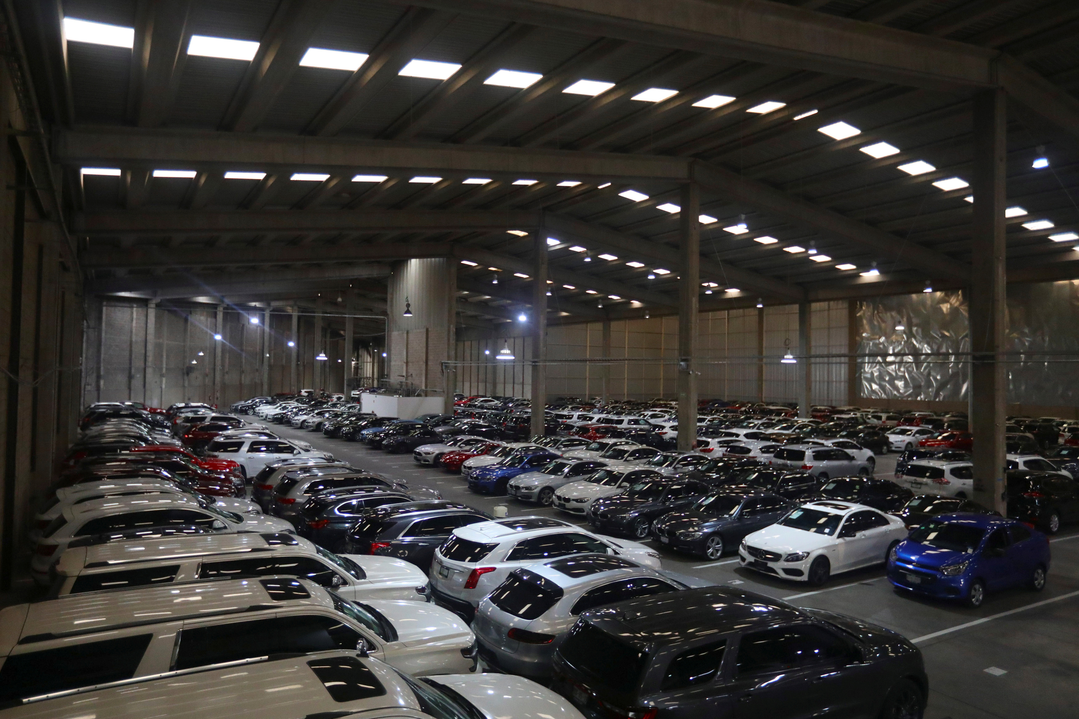 Cars are parked at used autos platform Kavak in Mexico City