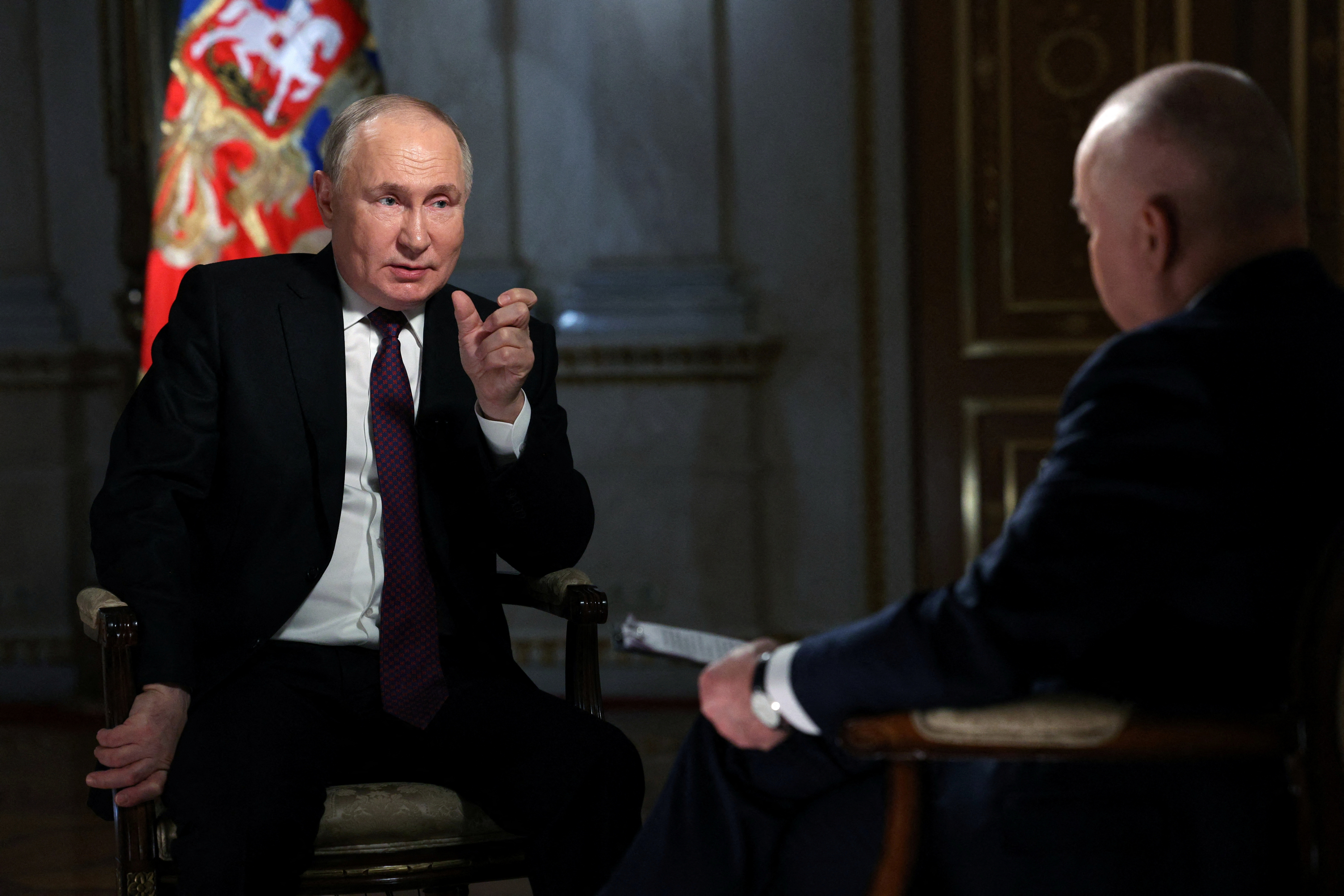 Russian President Putin gives interview in Moscow