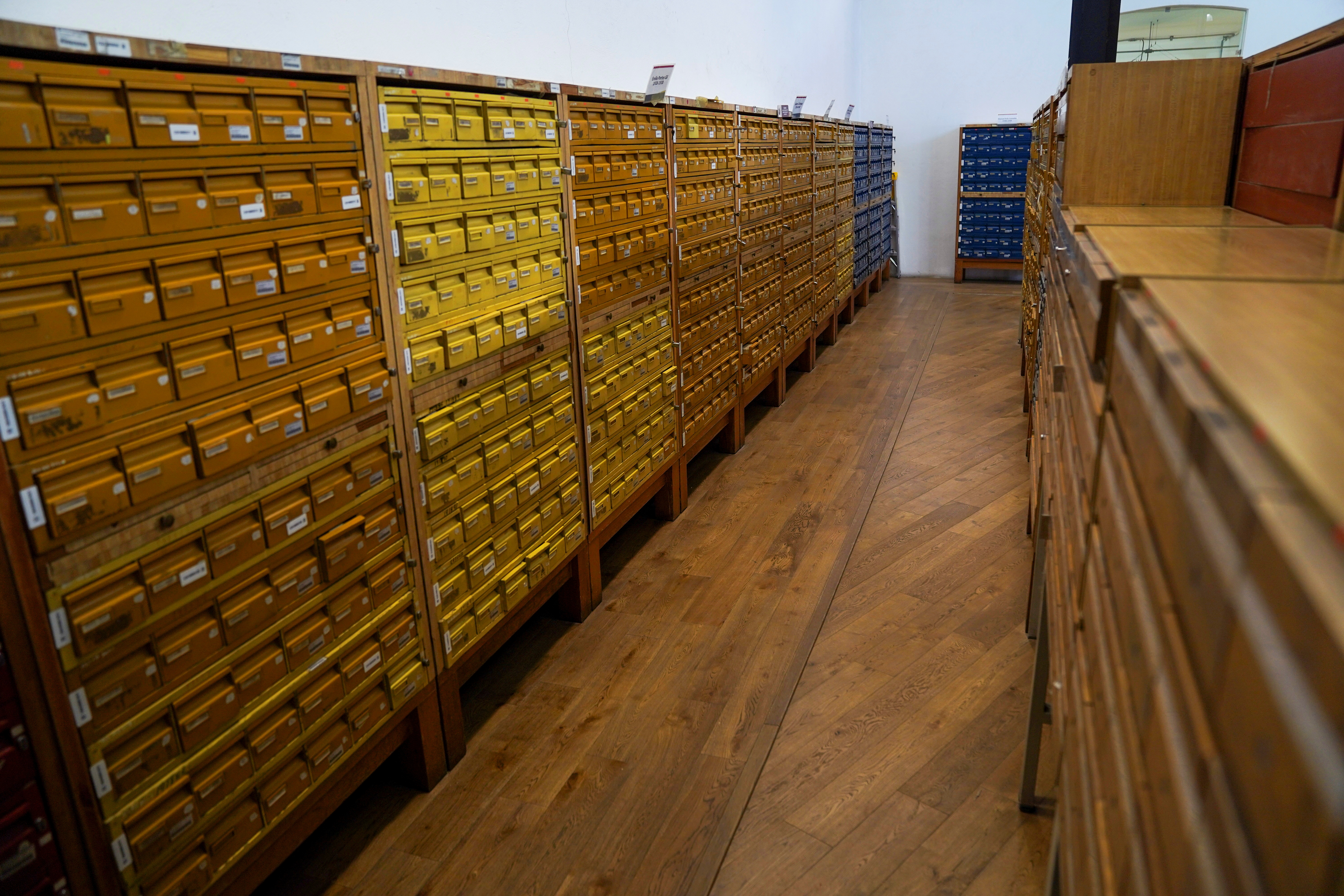 File cabinets are pictured at an area of Mexico's General Archive of the Nation in Mexico City