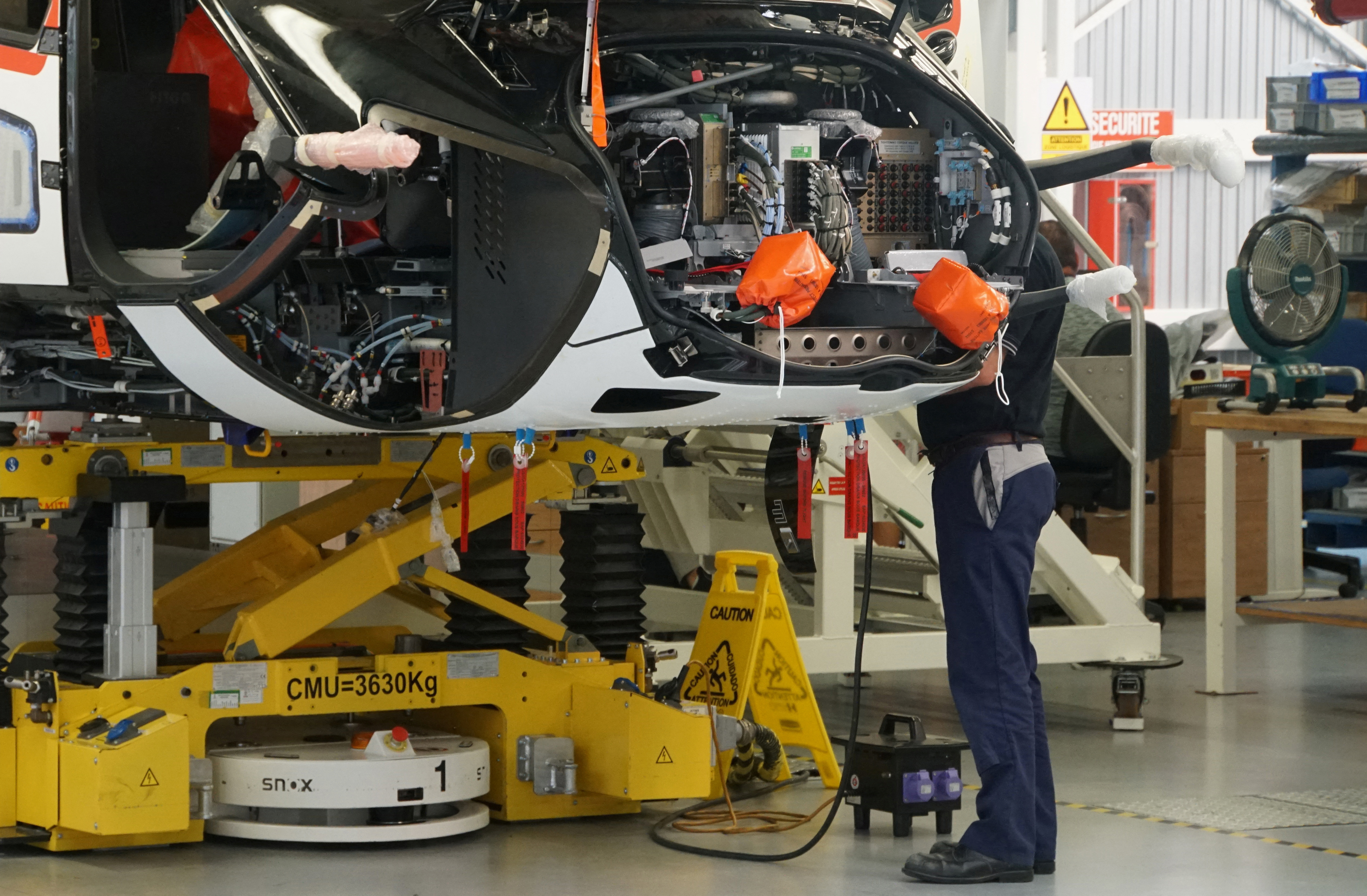 Helicopters being assembled at Airbus Helicopters plant in Marignane