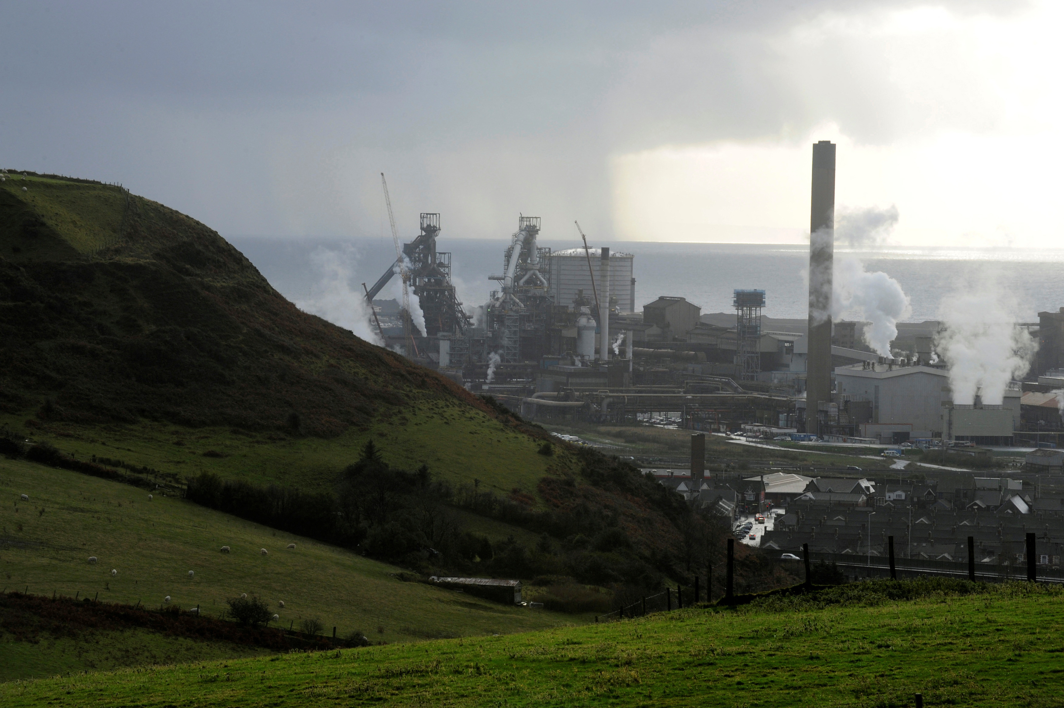 The Tata Steel plant is seen in Port Talbot, south Wales