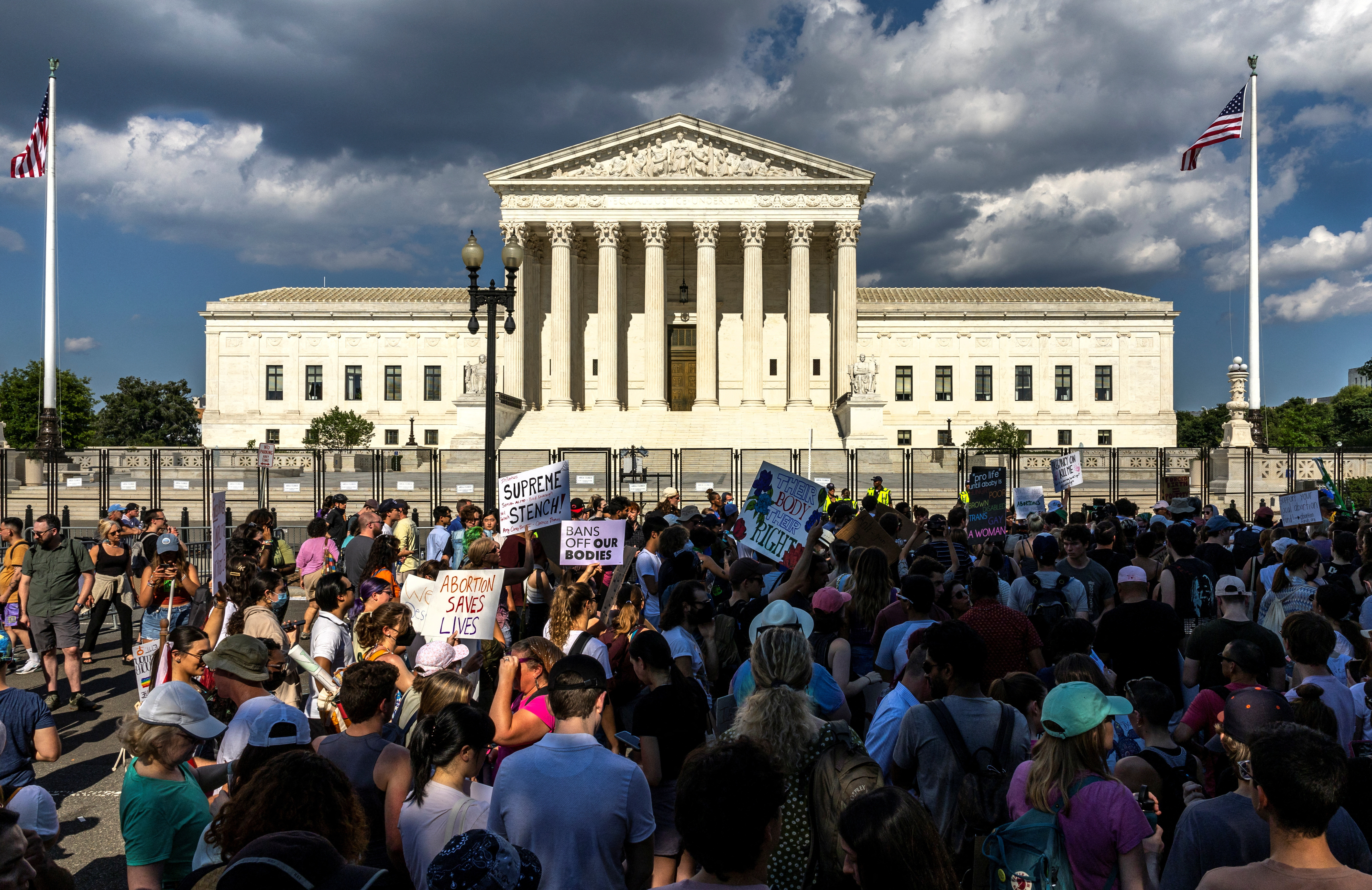 Demonstrators protest near the Supreme Court over abortion rights in Washington