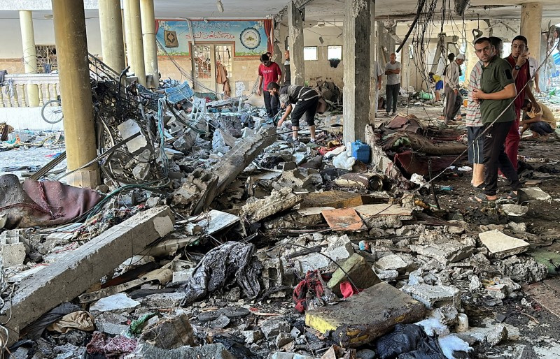 Aftermath of an Israeli strike on a school sheltering displaced people, in Gaza City