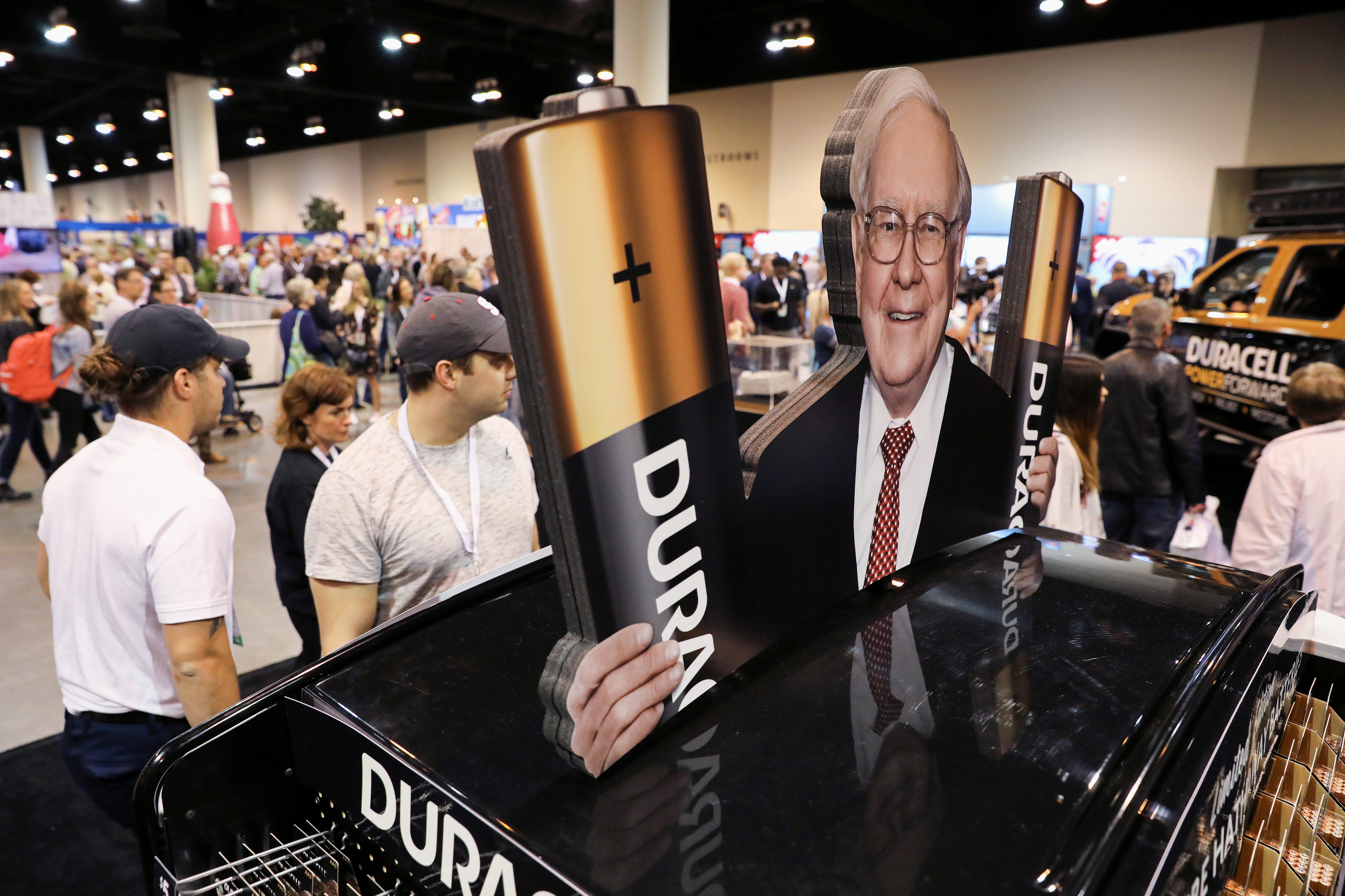 Shareholders shop for discounted products at the annual Berkshire Hathaway shareholder meeting in Omaha