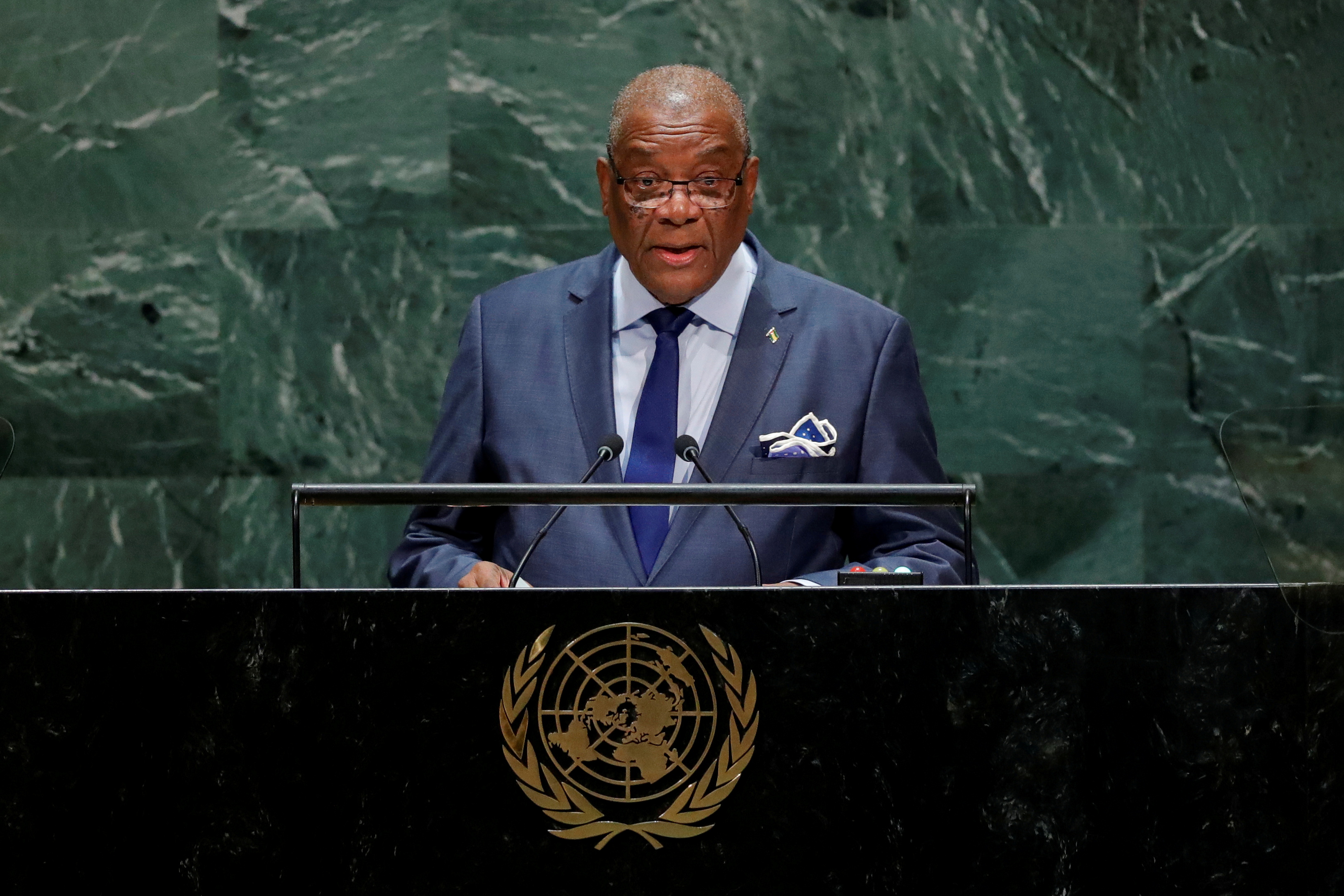 Evaristo Carvalho, President of Sao Tome and Principe addresses the 74th session of the United Nations General Assembly at U.N. headquarters in New York City, New York
