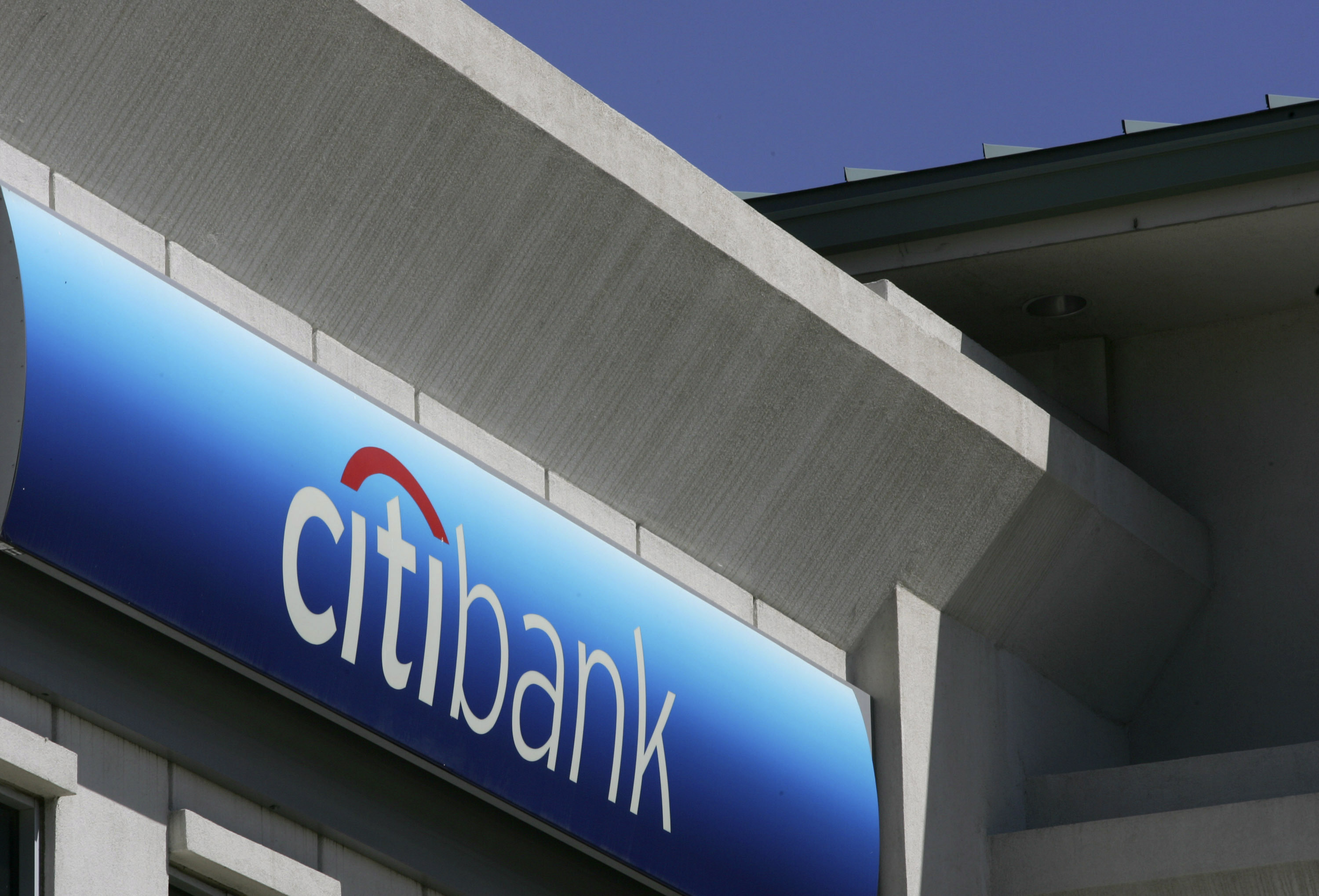A sign for Citibank marks the bank's entrance in Dallas